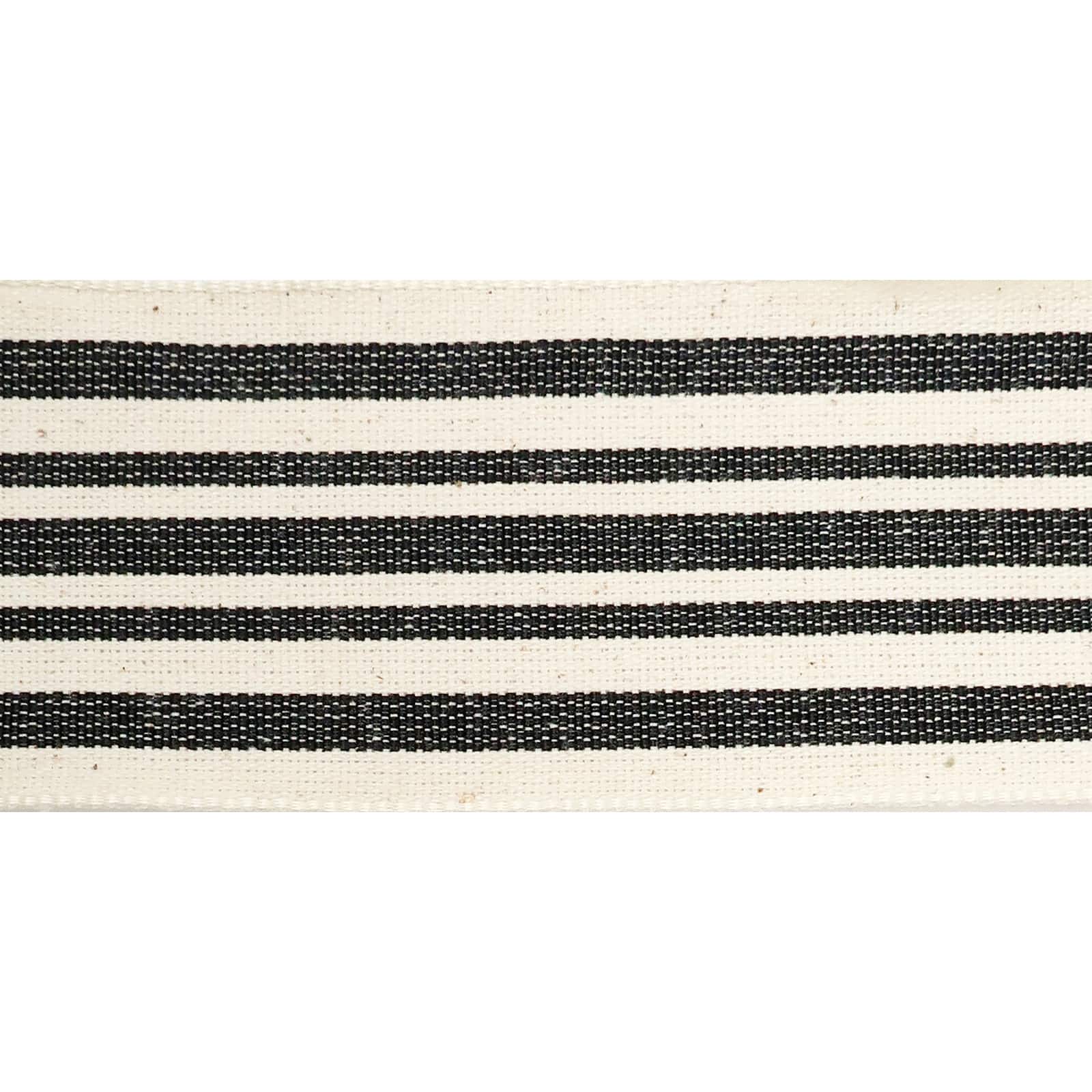 2.5&#x22; Faux Cotton Wired Striped Ribbon by Celebrate It&#x2122; D&#xE9;cor