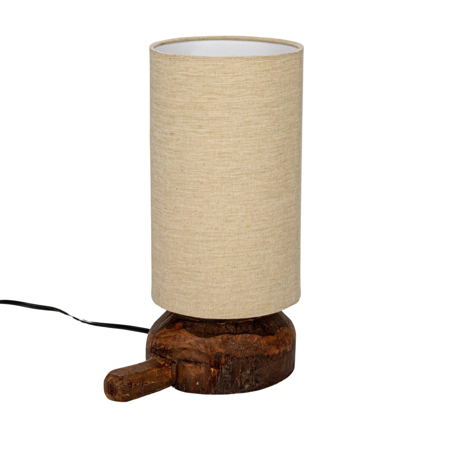 Hello Honey® 16" Natural Reclaimed Wood Table Lamp with Cotton Chambray Shade