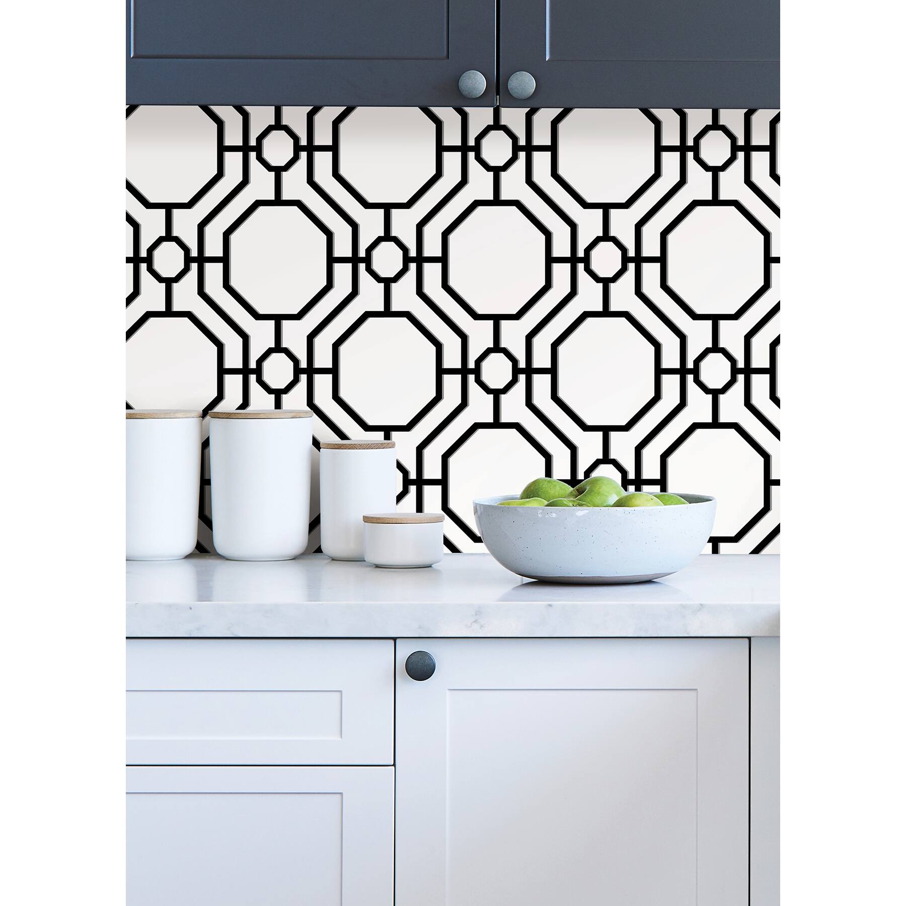InHome Crawford Black & White Peel & Stick Wallpaper