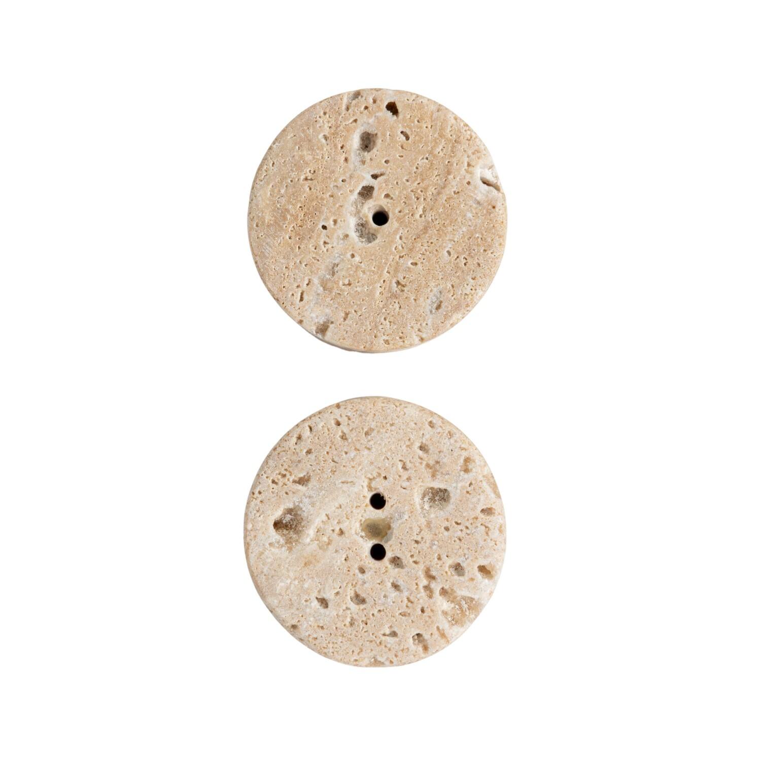 Hello Honey&#xAE; Natural Round Travertine Salt &#x26; Pepper Shaker Set