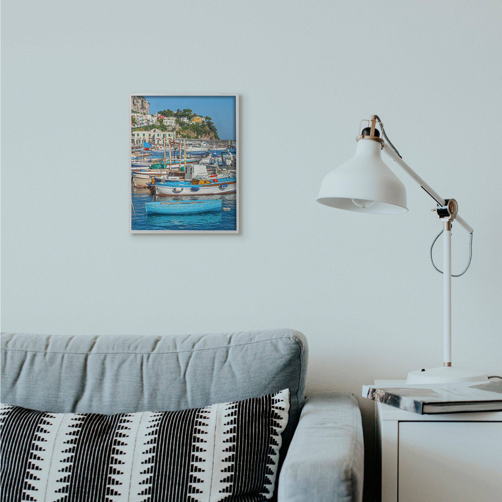 Stupell Industries Coast Town Boat Marina with Gray Frame Wall Accent