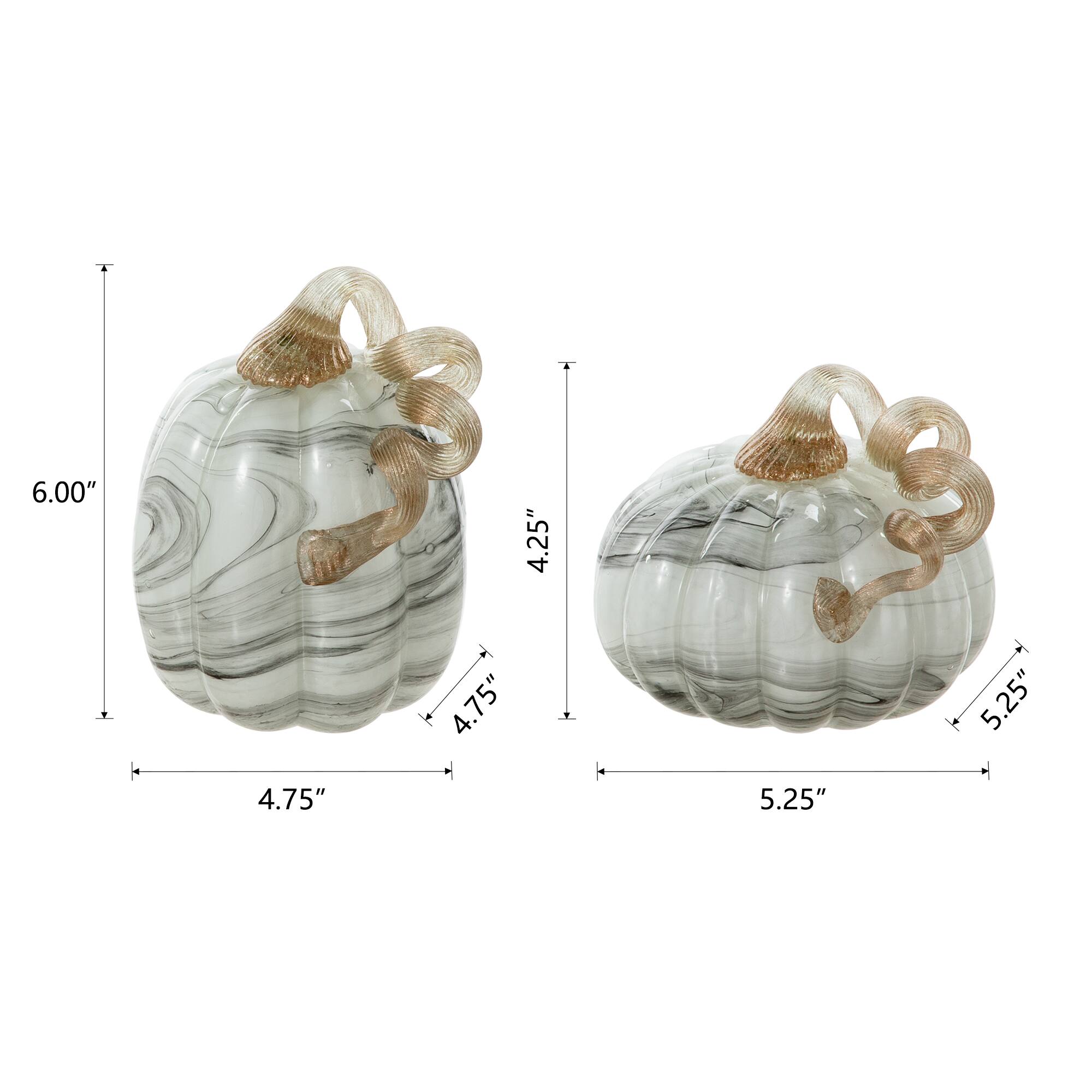 Glitzhome® Gray Marble Glass Pumpkin Set