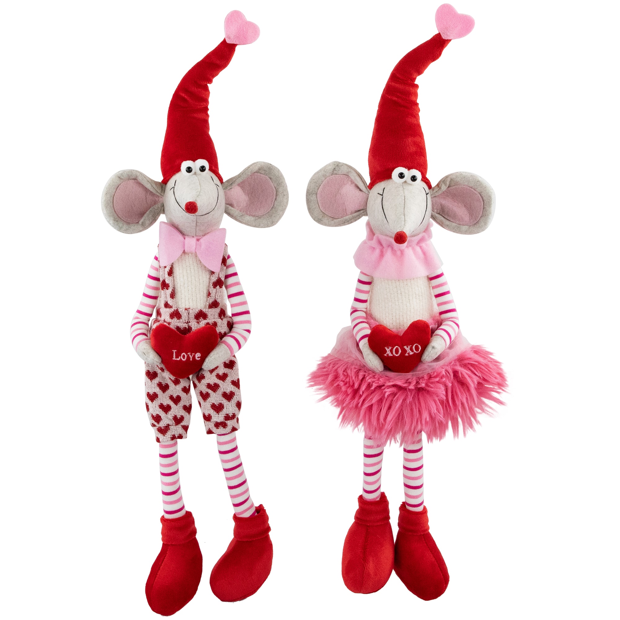 20&#x22; Mice with Heart Pillows Valentine&#x27;s Day Figures Set