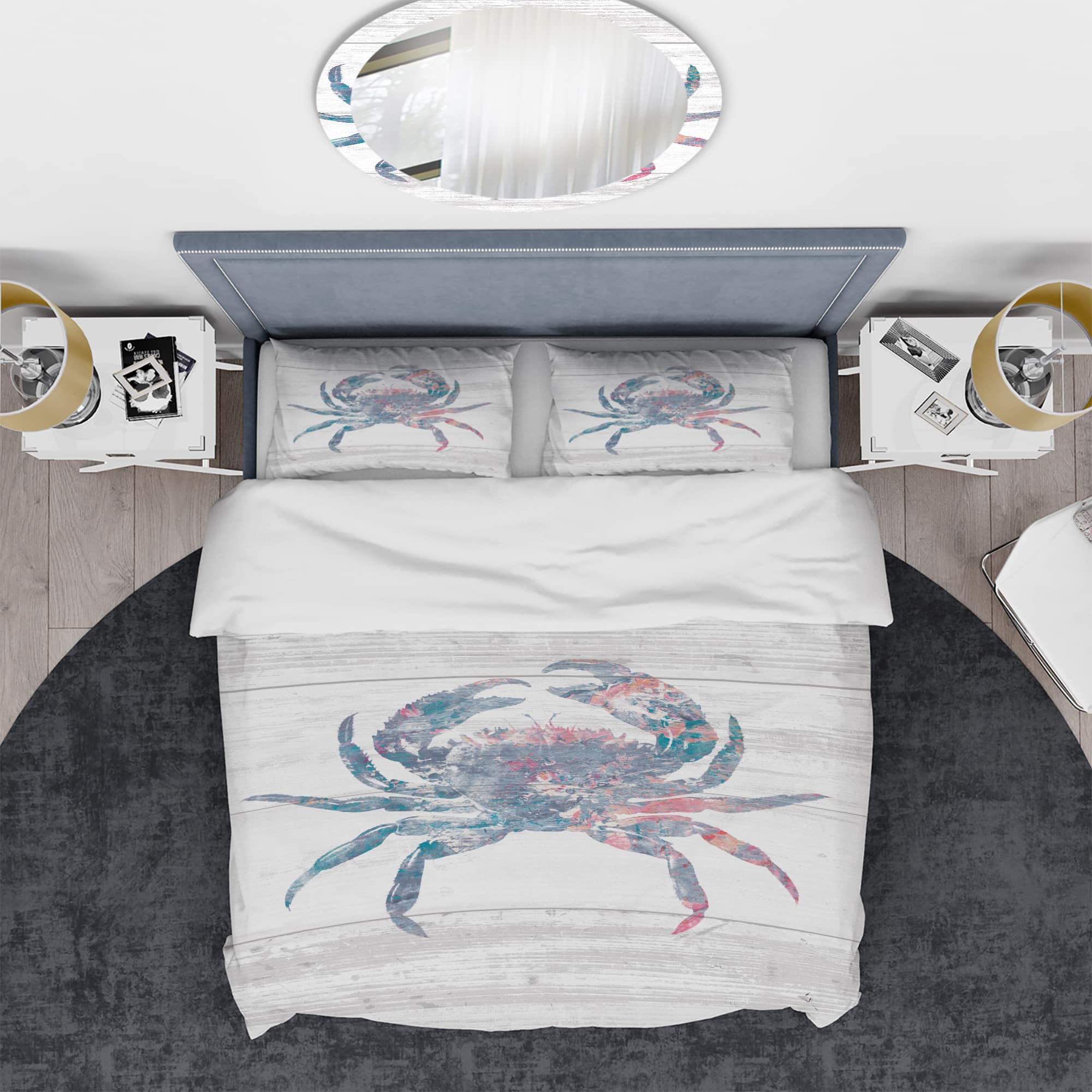 Designart &#x27;Pink Crab Ocean Life&#x27; Coastal Bedding Set - Duvet Cover &#x26; Shams