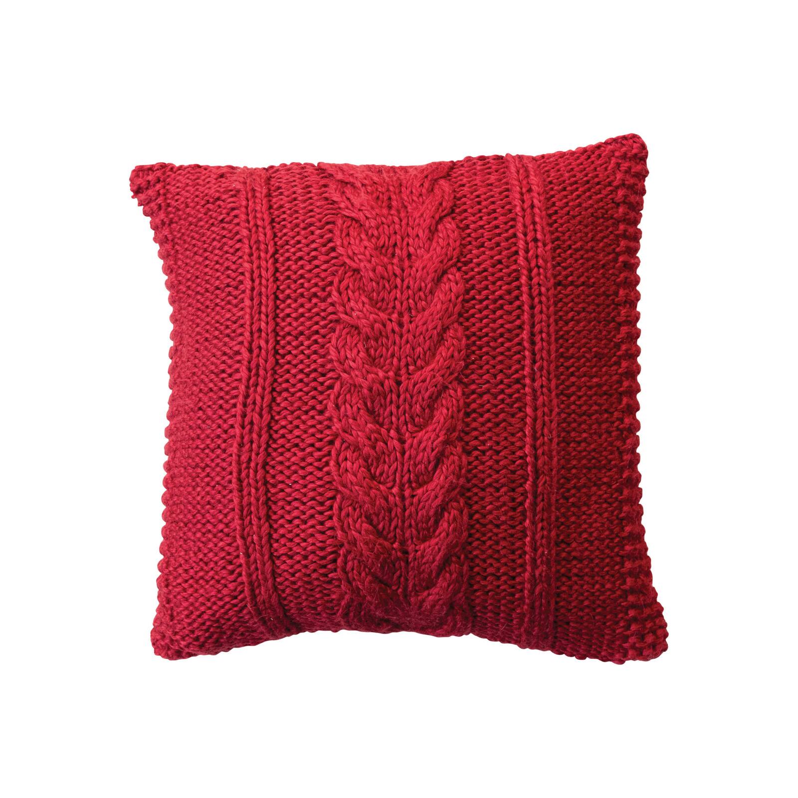 Hello Honey&#xAE; 20&#x22; Red Square Cable Knit Pillow