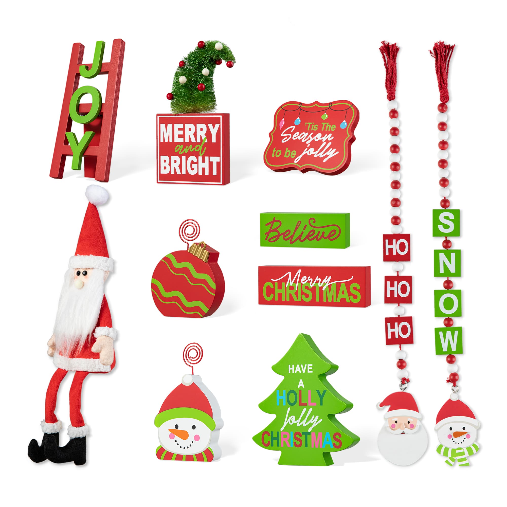 Glitzhome® Christmas Wooden Word Signs Fabric Santa Set Michaels