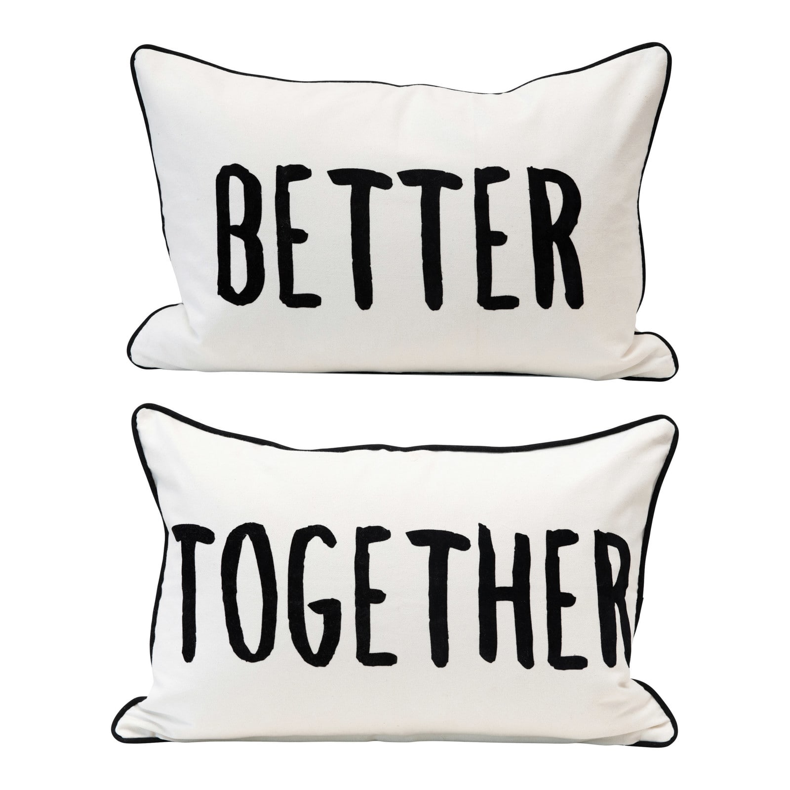 Cream &#x26; Black Better Together Applique Lumbar Pillow