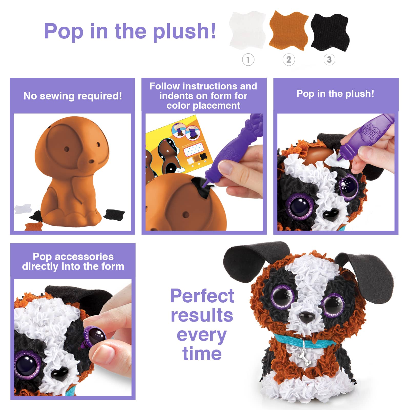 12 Pack: Assorted PlushCraft&#x2122; 3D Fabric Puppy Craft Kit