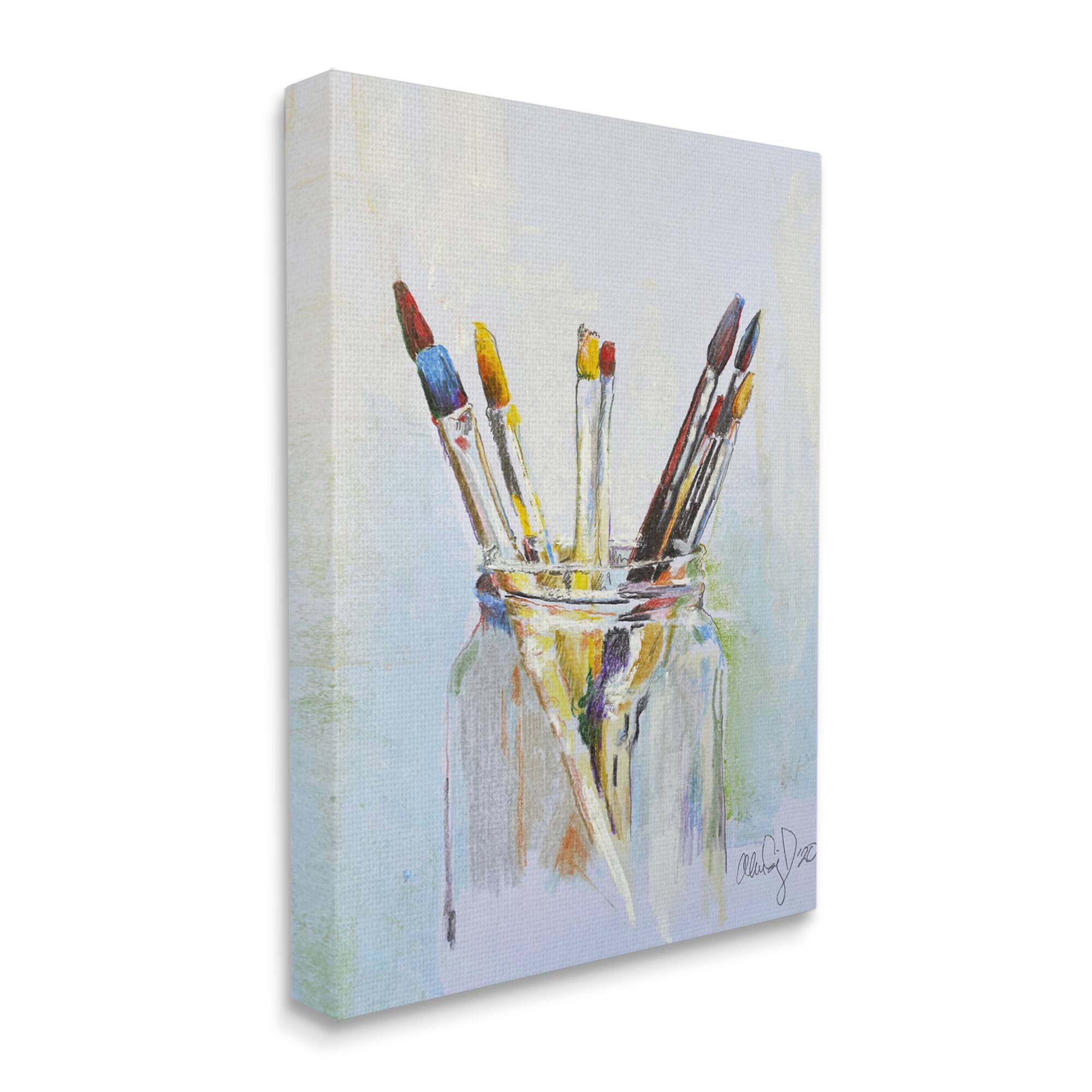Stupell Industries Paintbrushes in Glass Jar Expressive Artist Tools Canvas Wall Art