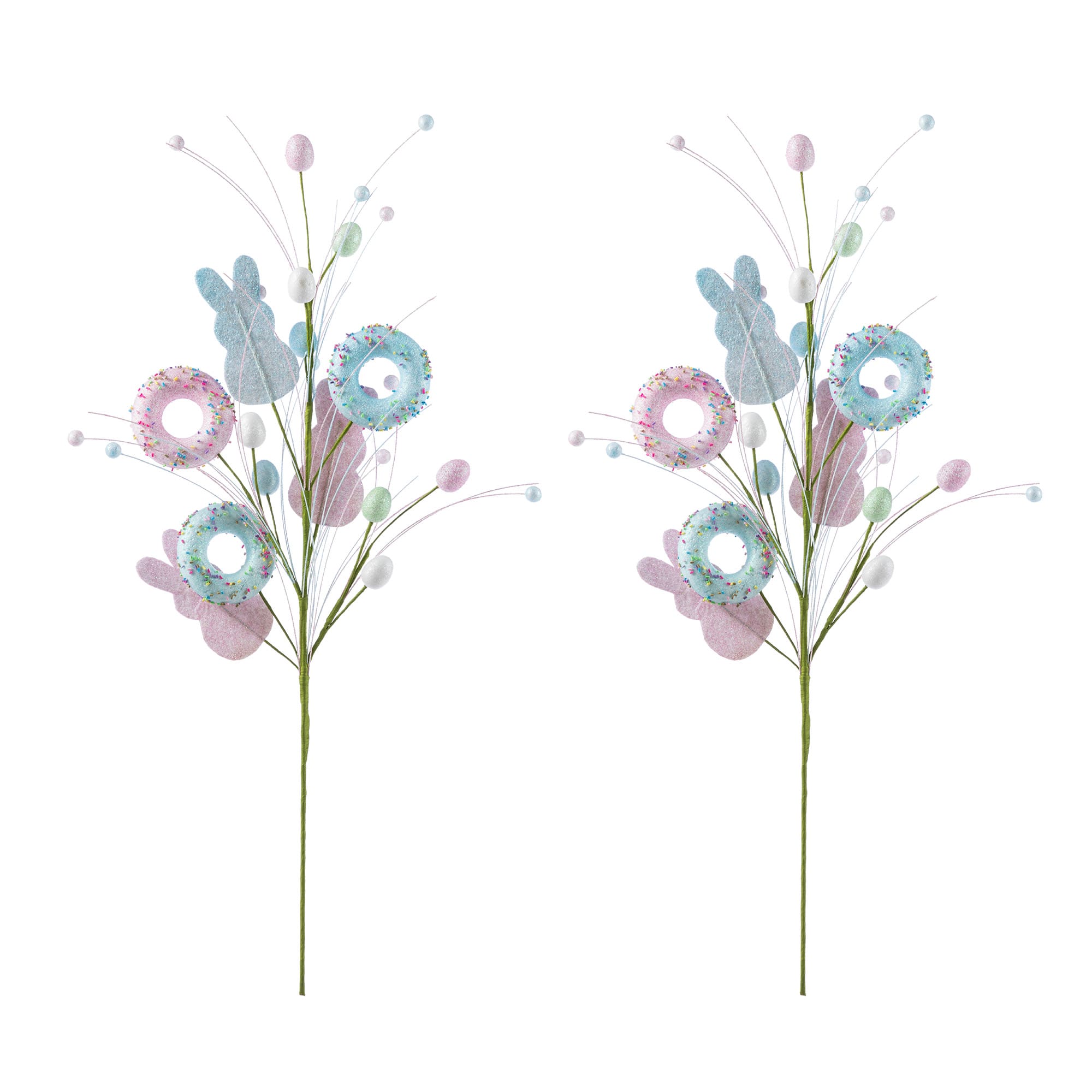 Glitzhome® 28" Easter Glitter Egg, Bunny & Donuts Picks Set