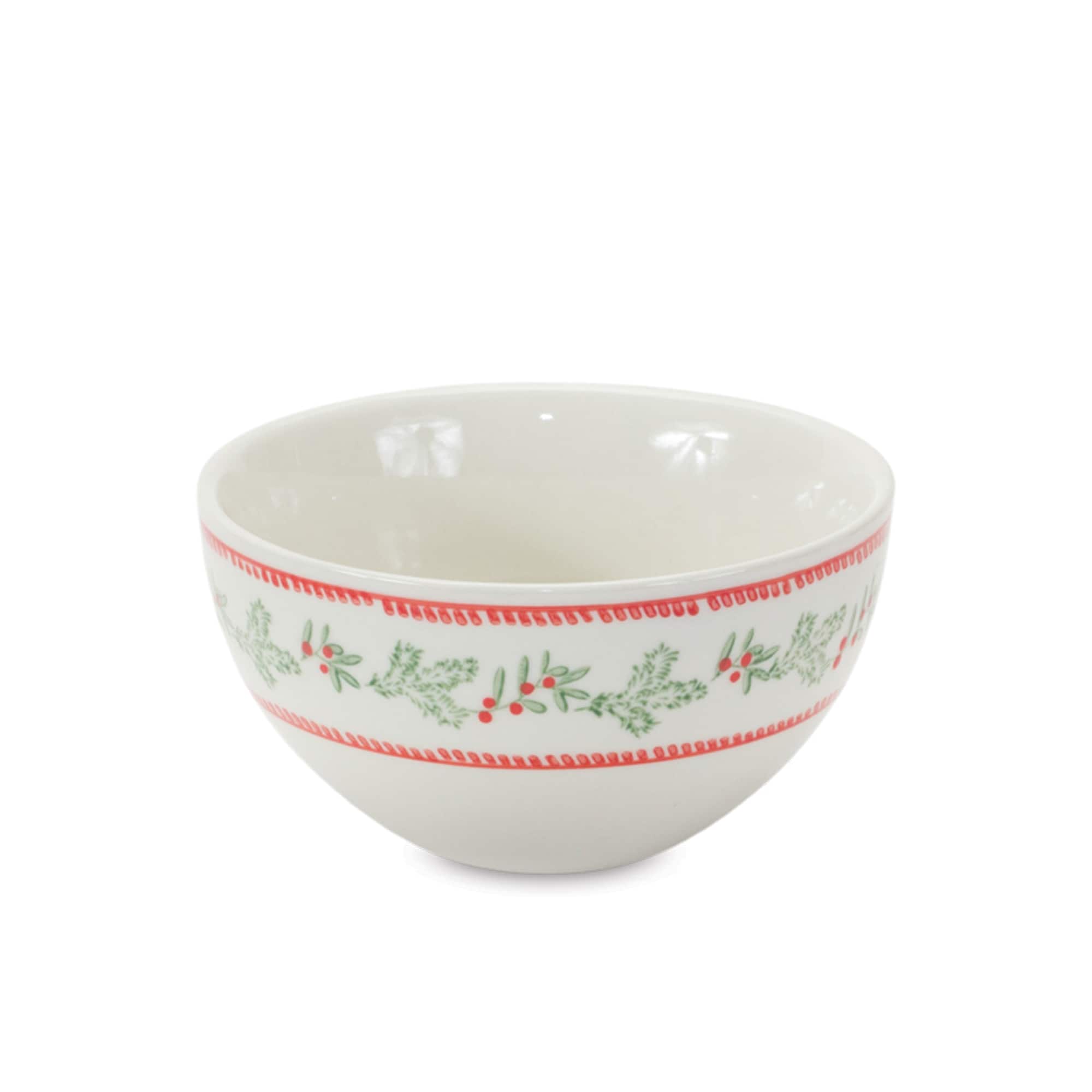 Mistletoe & Pine Holiday Stoneware Bowl Set, 3.5", 5" & 6.75"