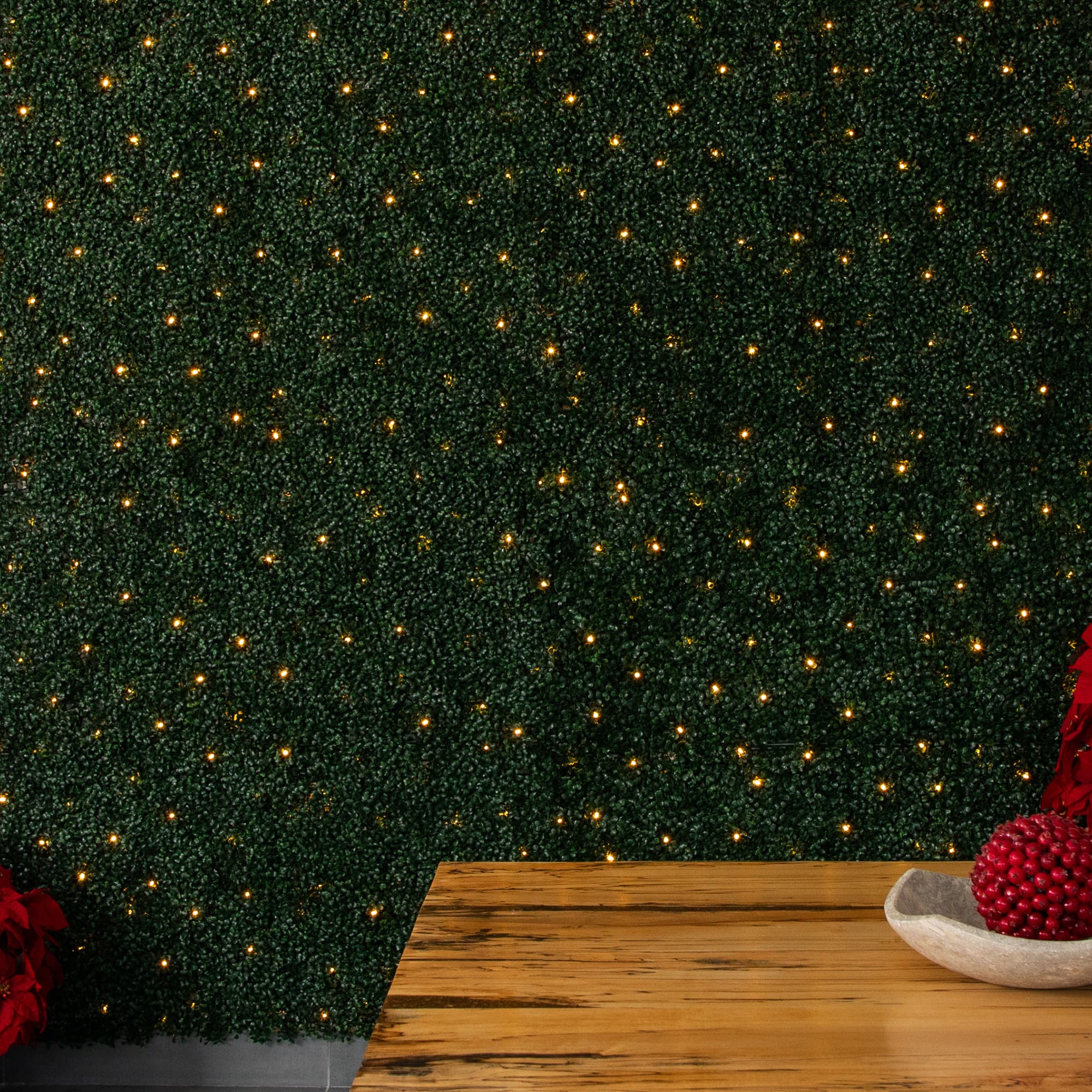 40&#x22; Pre-Lit Warm White LED Boxwood Artificial Living Wall Panel