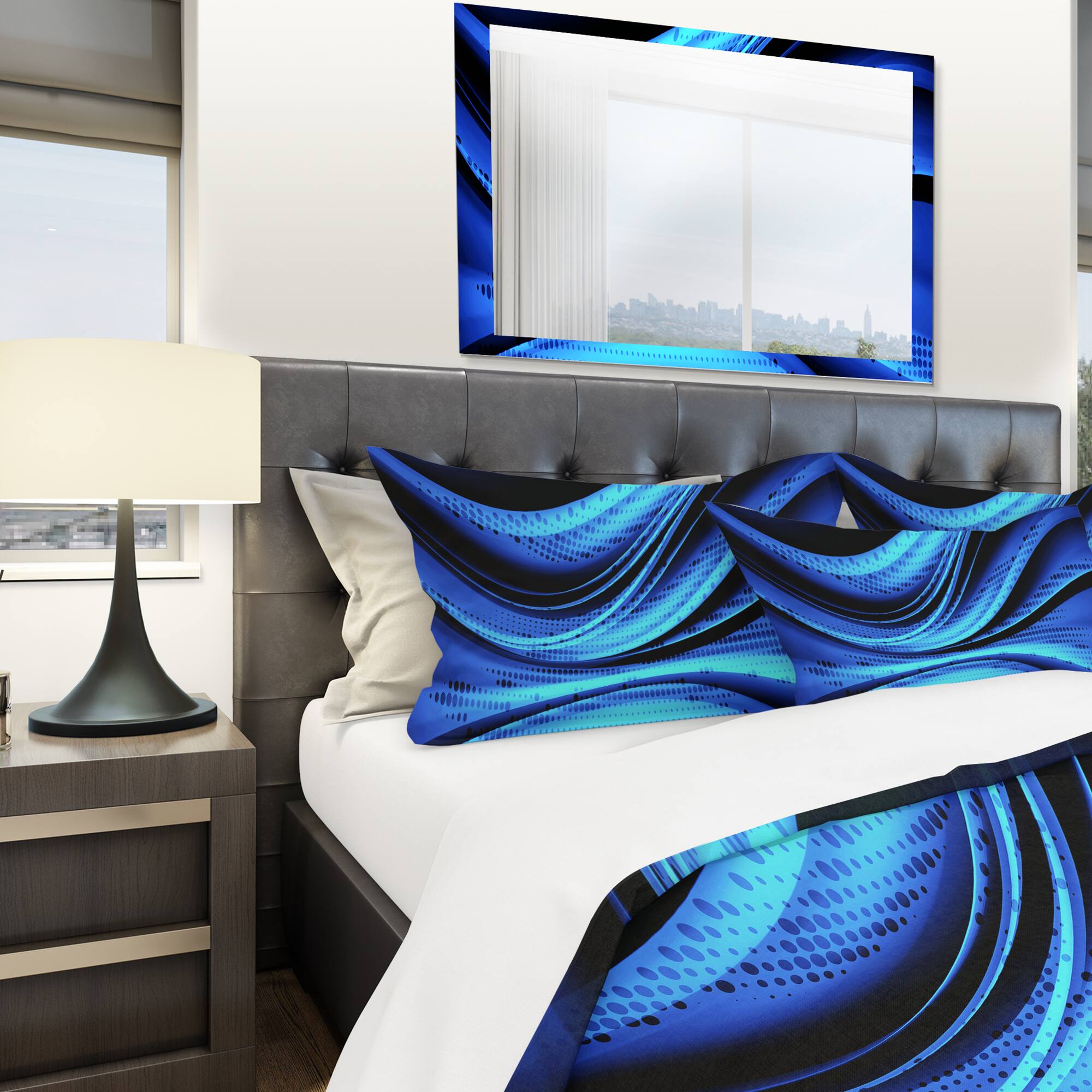 Designart &#x27;Blue and Black Transition&#x27; Modern &#x26; Contemporary Bedding Set - Duvet Cover &#x26; Shams