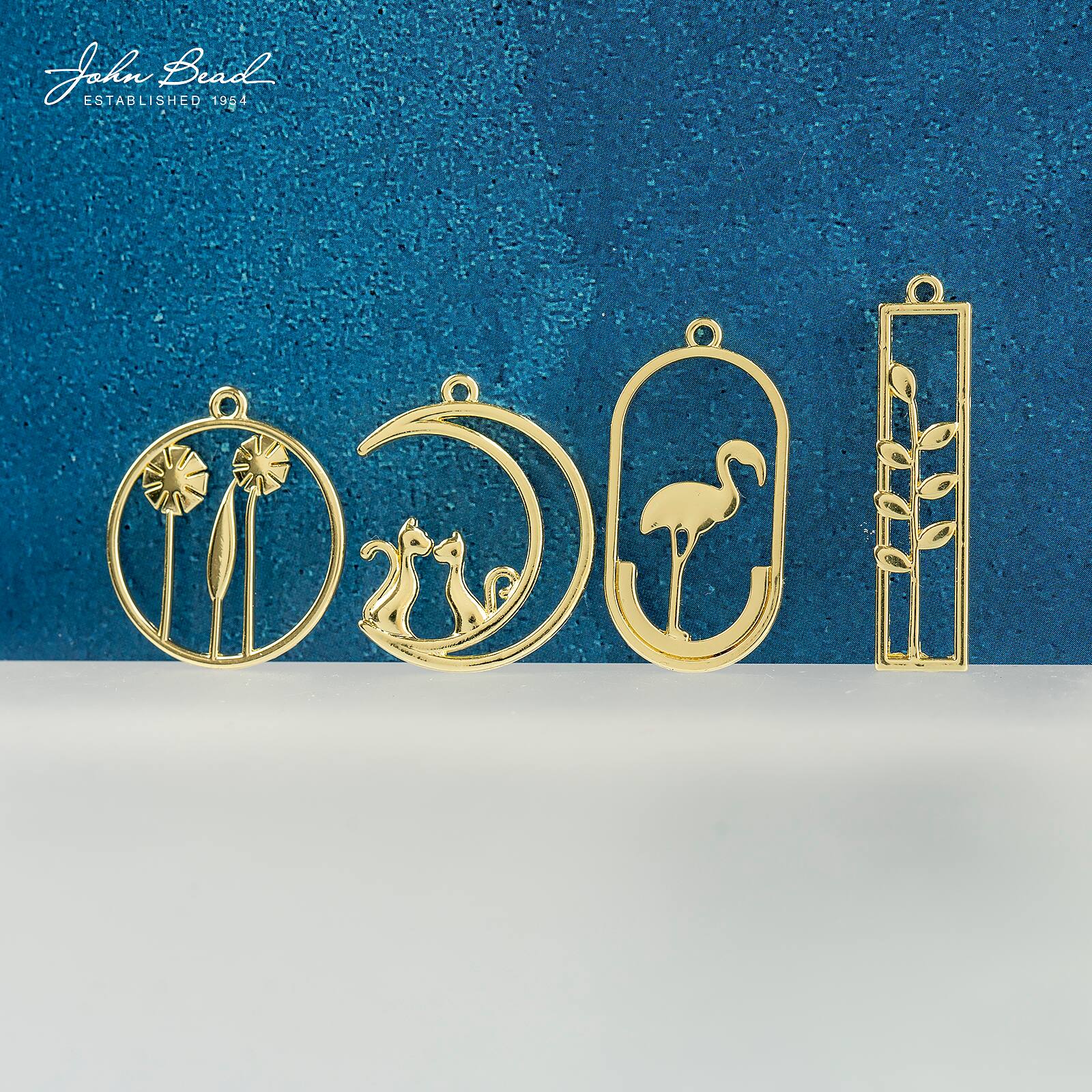 John Bead 30mm Gold Flamingo Beadwork Pendants, 4ct.