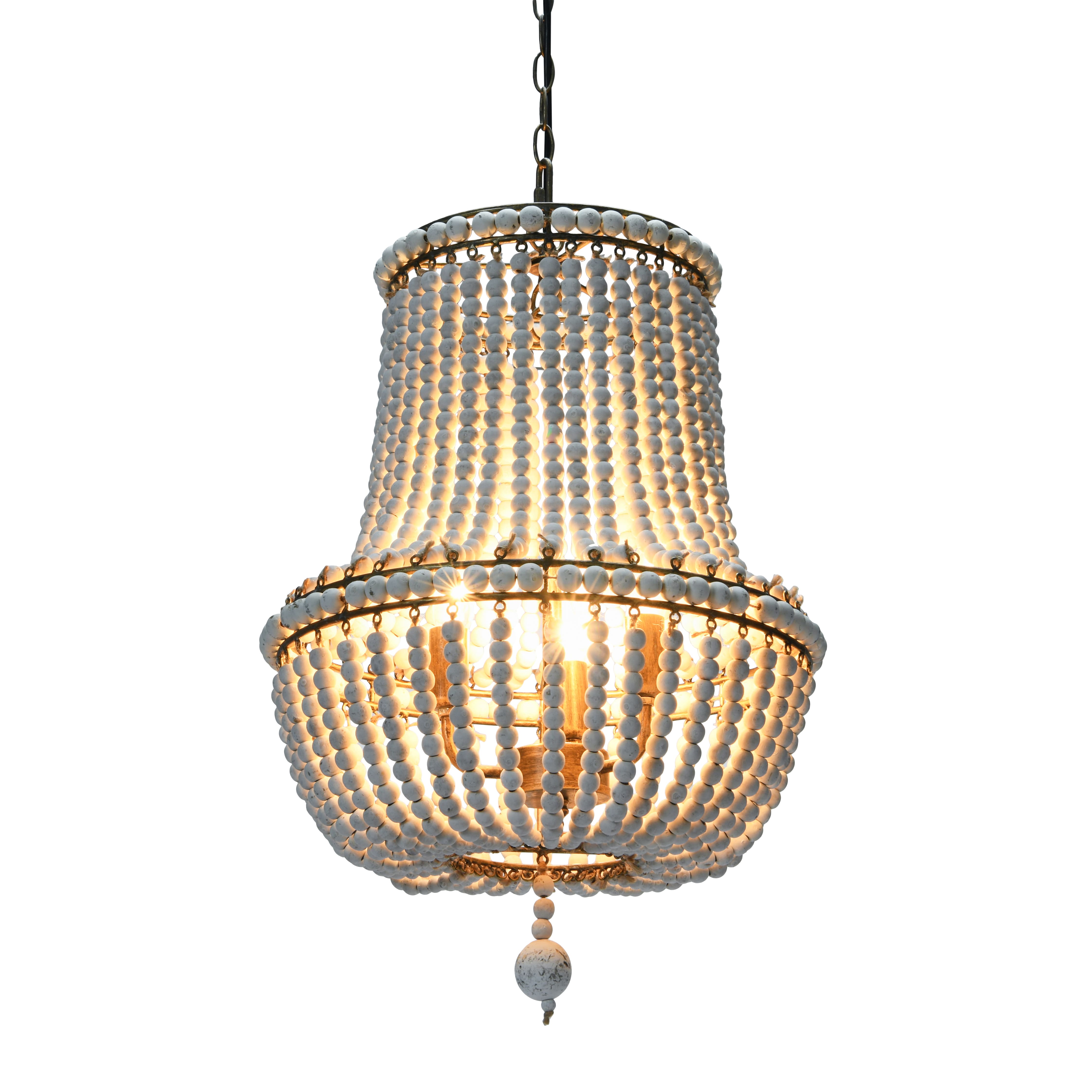 21&#x22; Draped Wood Bead Chandelier