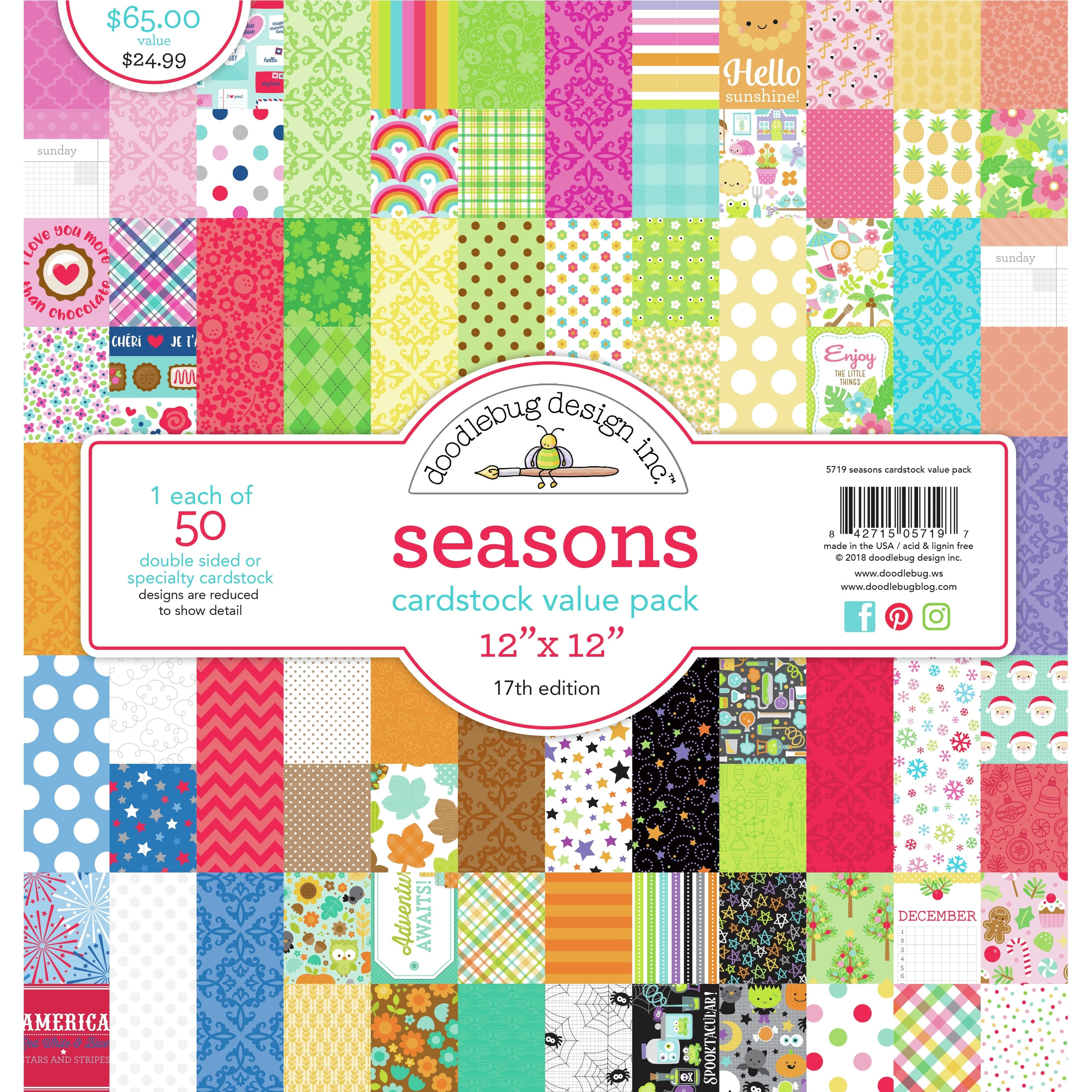 Doodlebug Design Inc.&#x2122; Seasons Cardstock Value Pack, 12&#x22; x 12&#x22;
