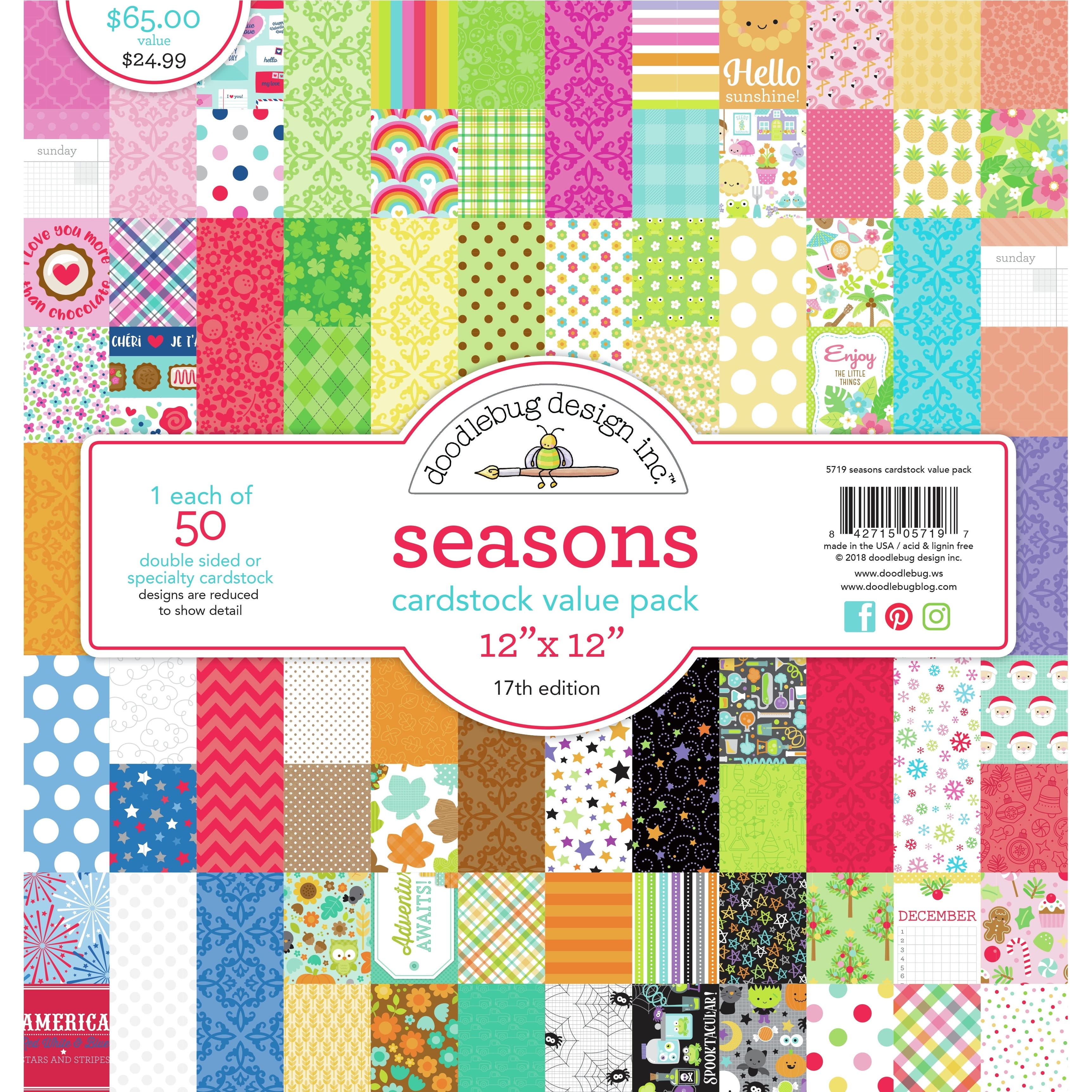 Doodlebug Design Inc.™ Seasons Cardstock Value Pack, 12" x 12"