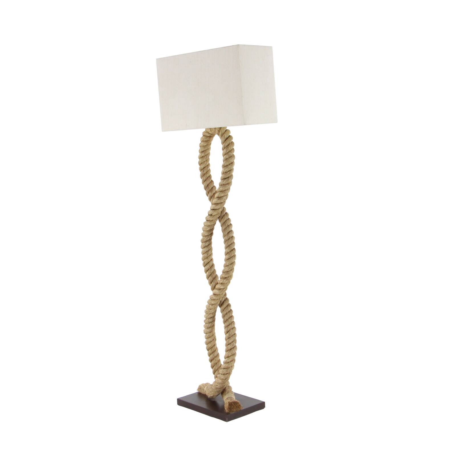 Brown Jute Rope and Iron Rustic Floor Lamp, 63" x 20" x 9"