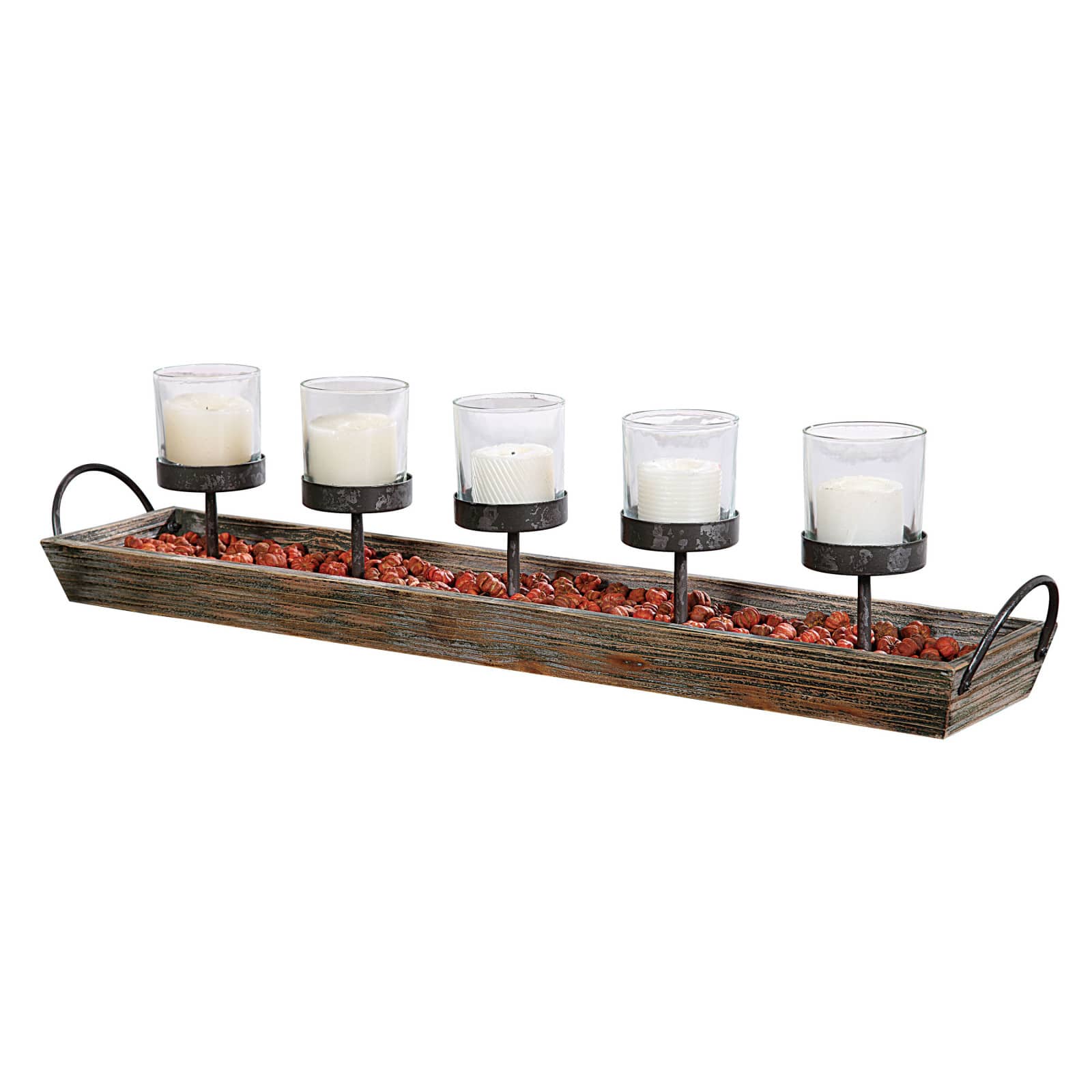 Candle Glass Cover with Metal Tray