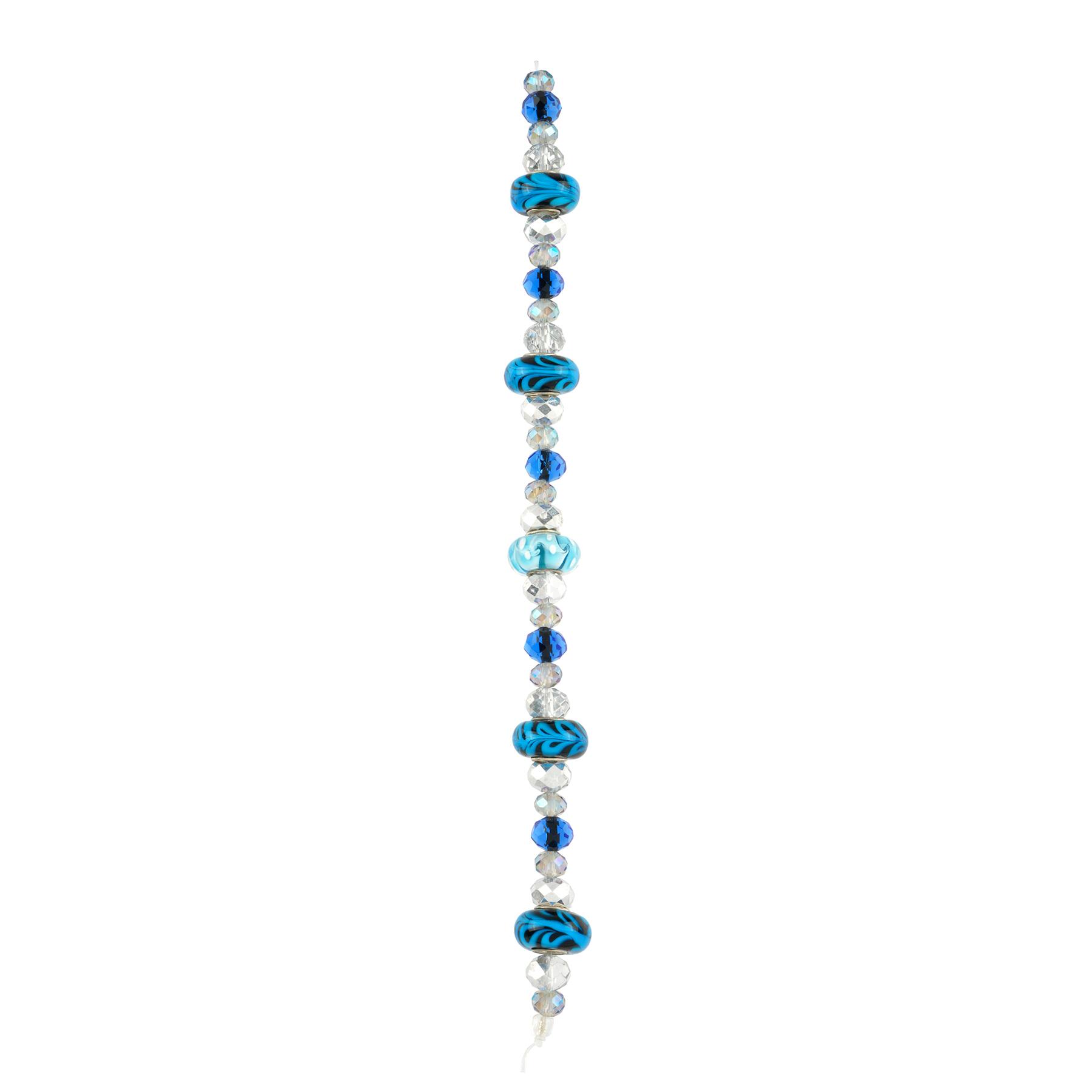 12 Pack: Blue Glass Lampwork Swirl Rondelle Beads by Bead Landing™