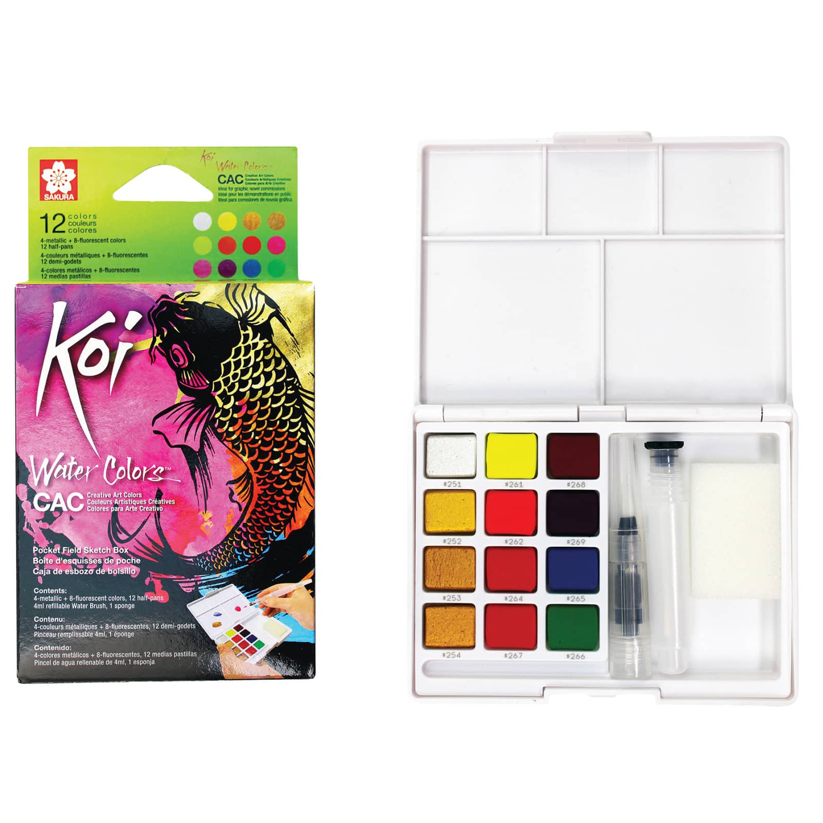 Koi Creative Art Colors (CAC) Watercolor Set, 12-Colors