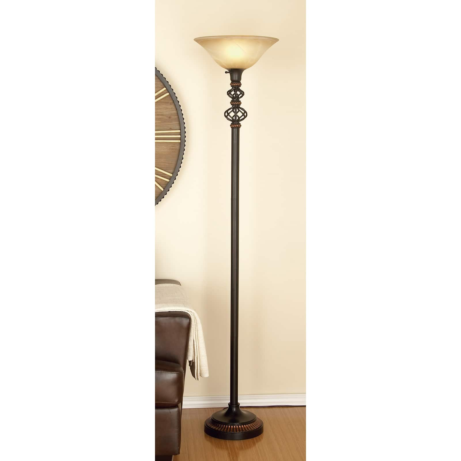 70&#x22; Black Metal Traditional Floor Lamp