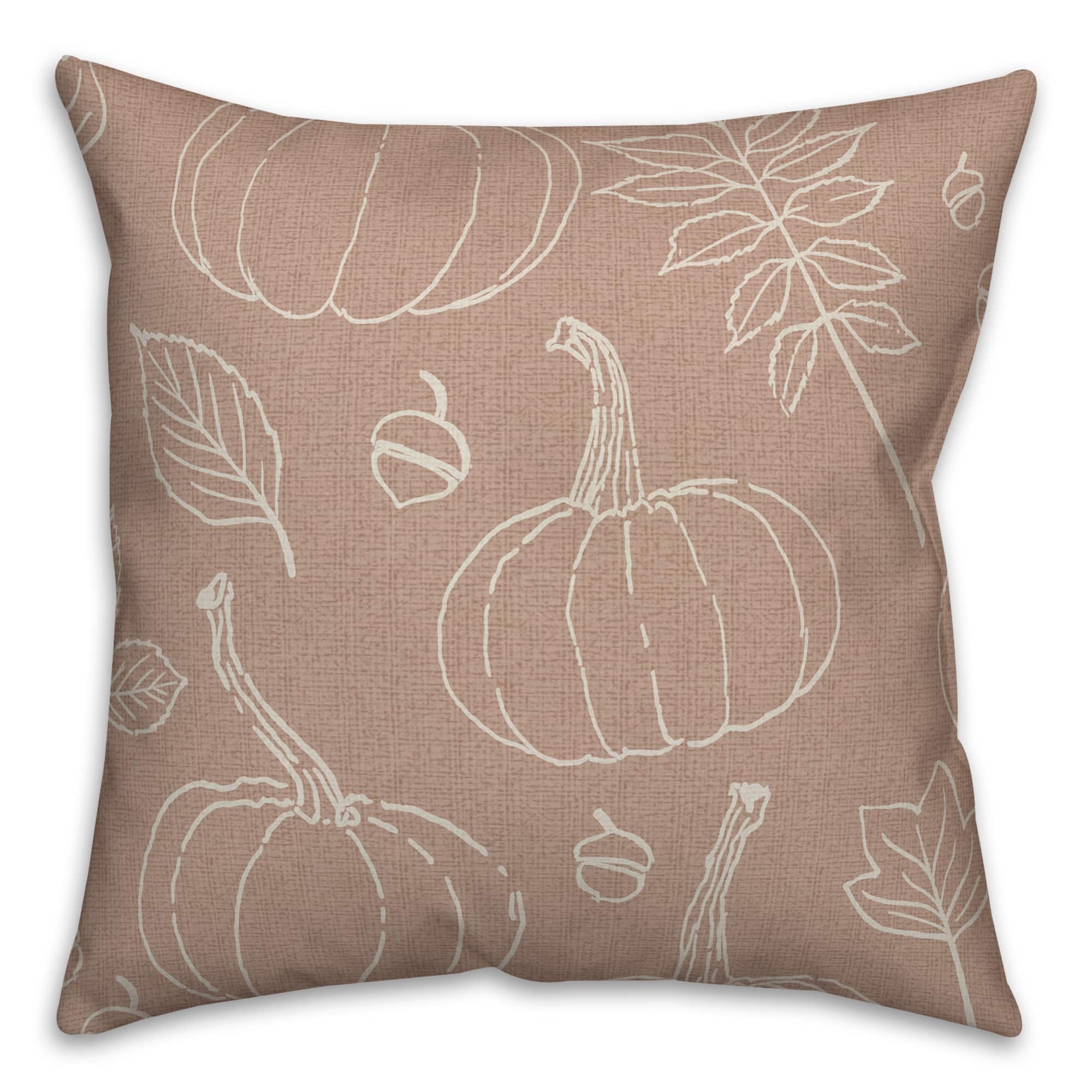 Dusty Rose Fall Pattern Throw Pillow