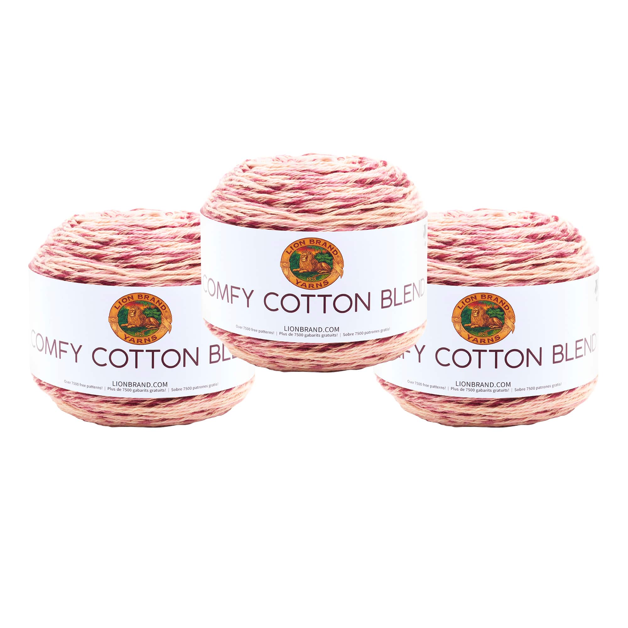 3 Pack) Lion Brand Yarn Comfy Cotton Blend Yarn, Chai Latte : :  Home
