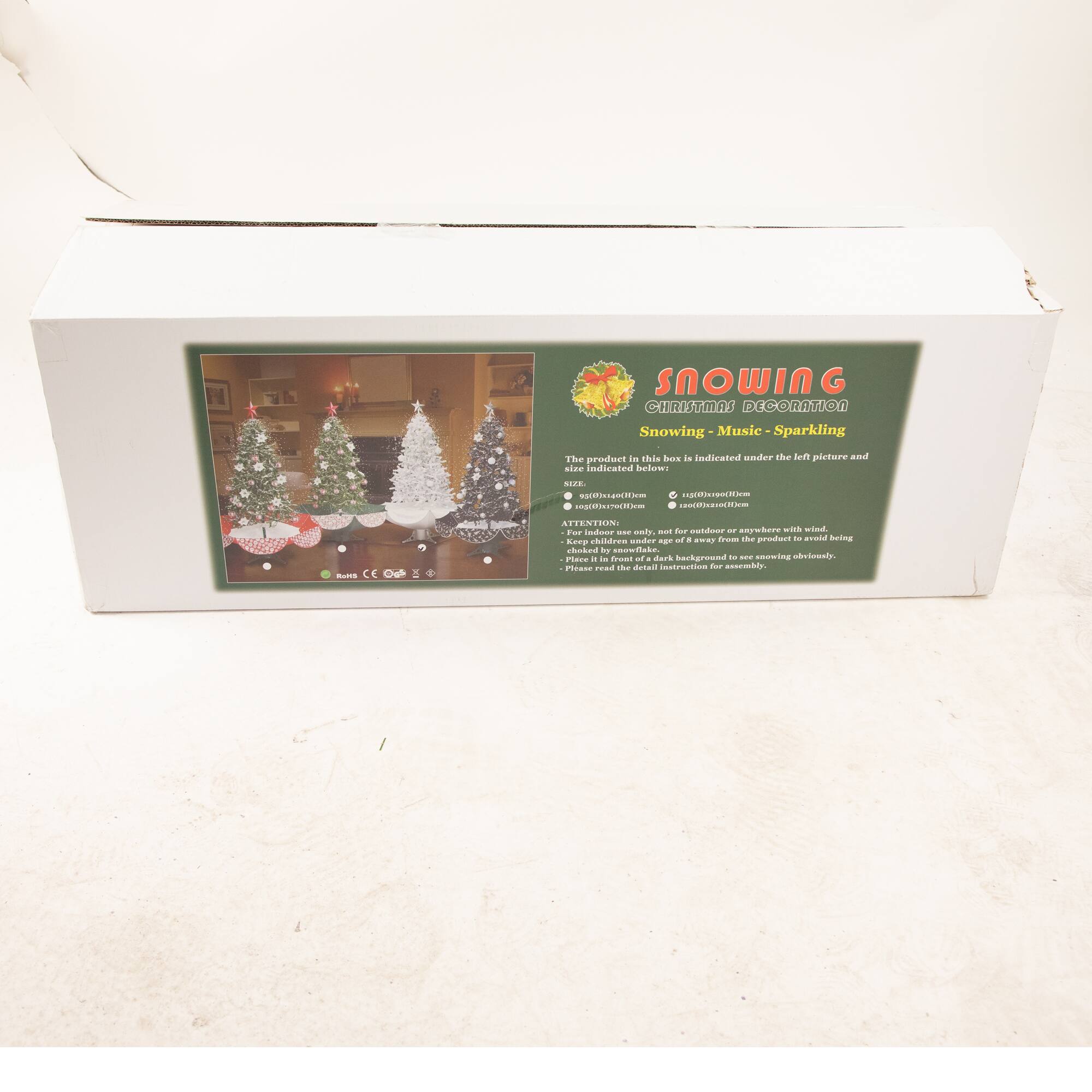 6ft. Pre-Lit Green Musical Snowing Artificial Christmas Tree, White LED Lights