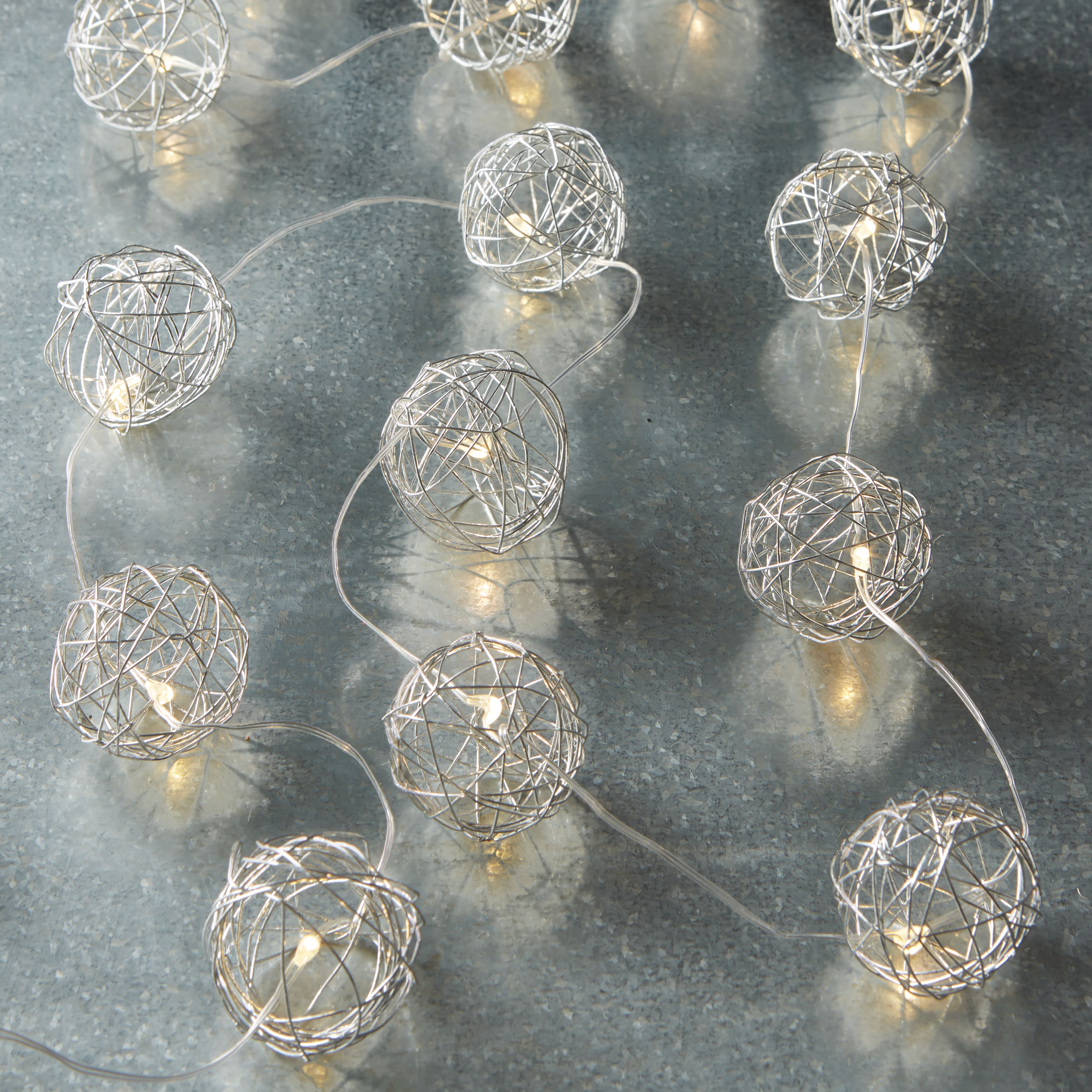 20ct. Warm White Wire Ball LED String Lights by Ashland&#x2122;