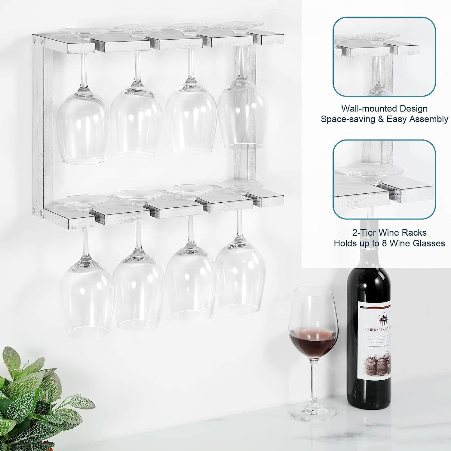 NEX&#x2122; Wall Mounted Wine Glass Stemware Rack Holder Hanger, 2ct.