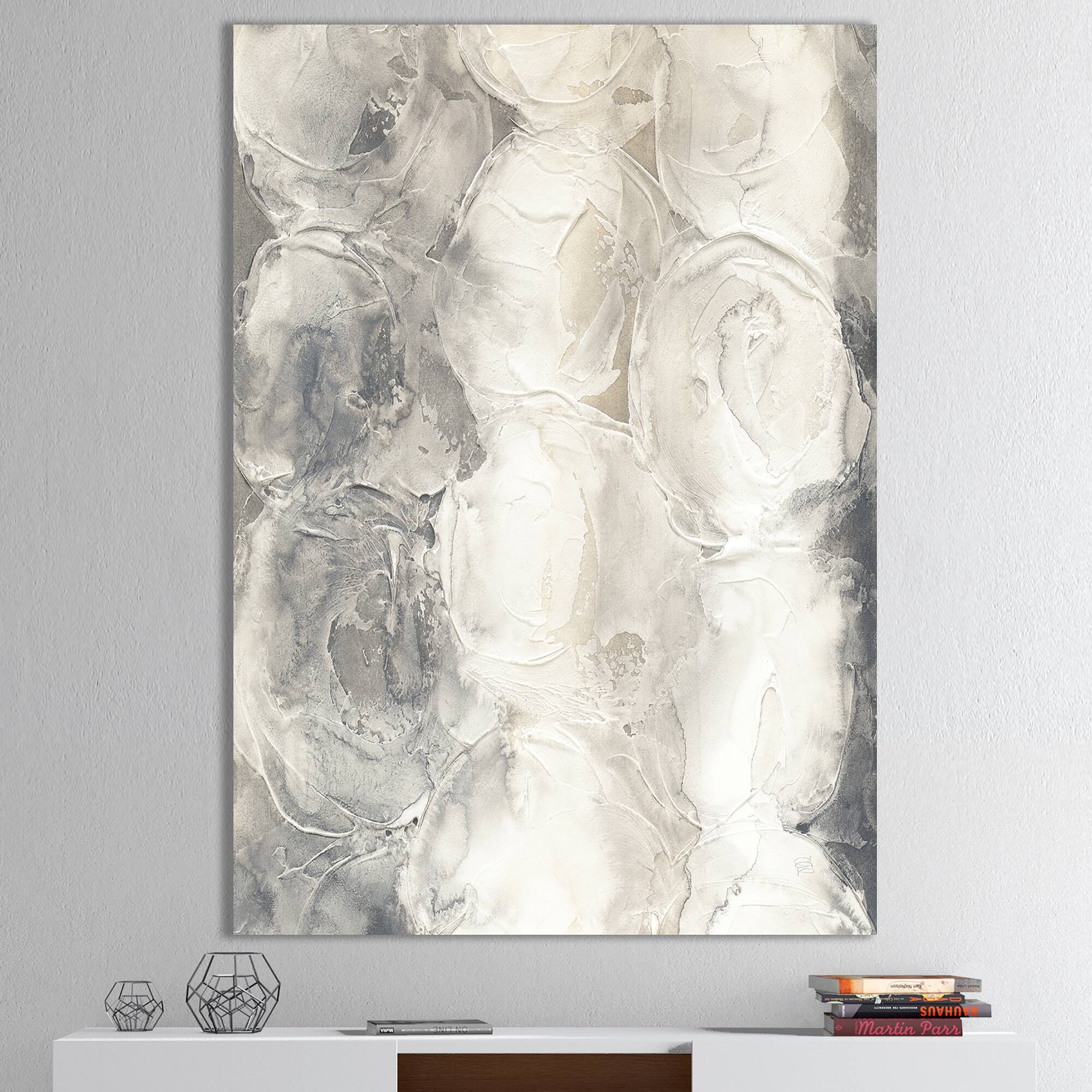 Designart - Gray Circles I - Modern & Contemporary Premium Canvas Wall Art
