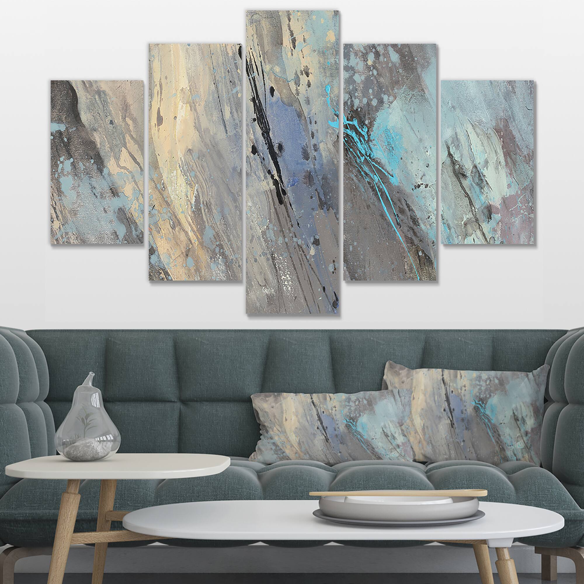 Designart - Rock Teal Panel I - Modern & Contemporary Premium Canvas Wall Art