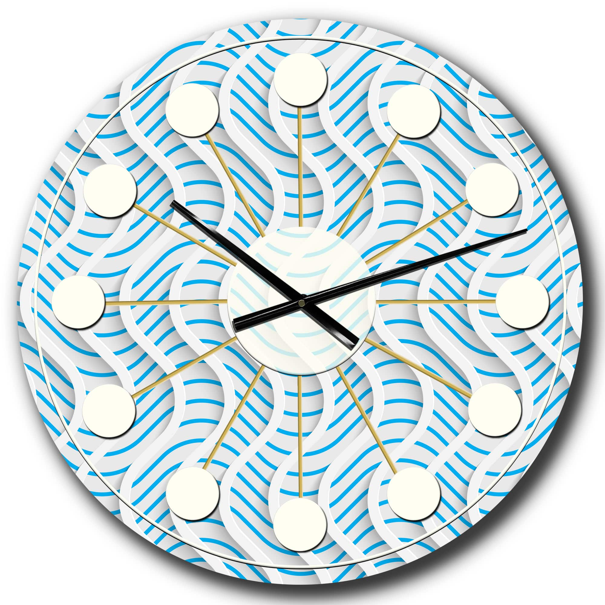 Designart 3D White &#x26; Light Blue Pattern II Mid-Century Modern Wall Clock