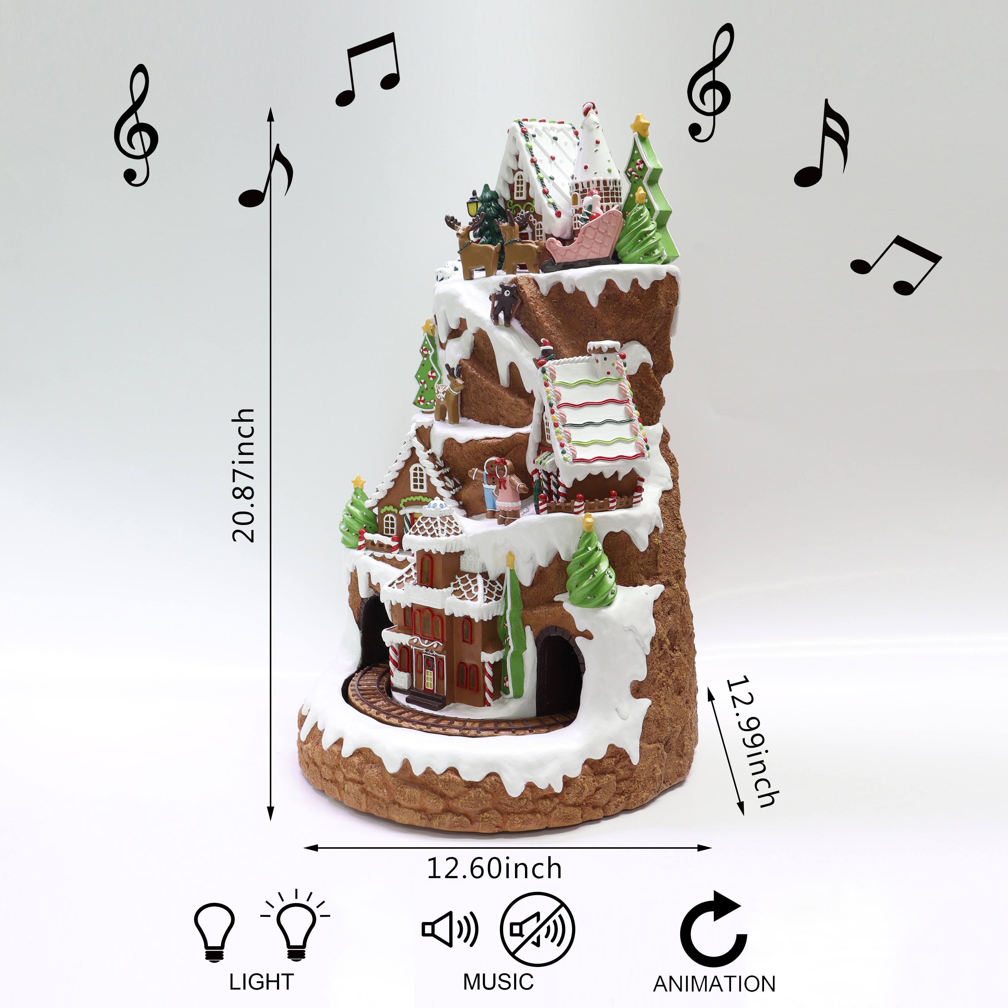21" Animated Gingerbread Multi Tiered Mountain