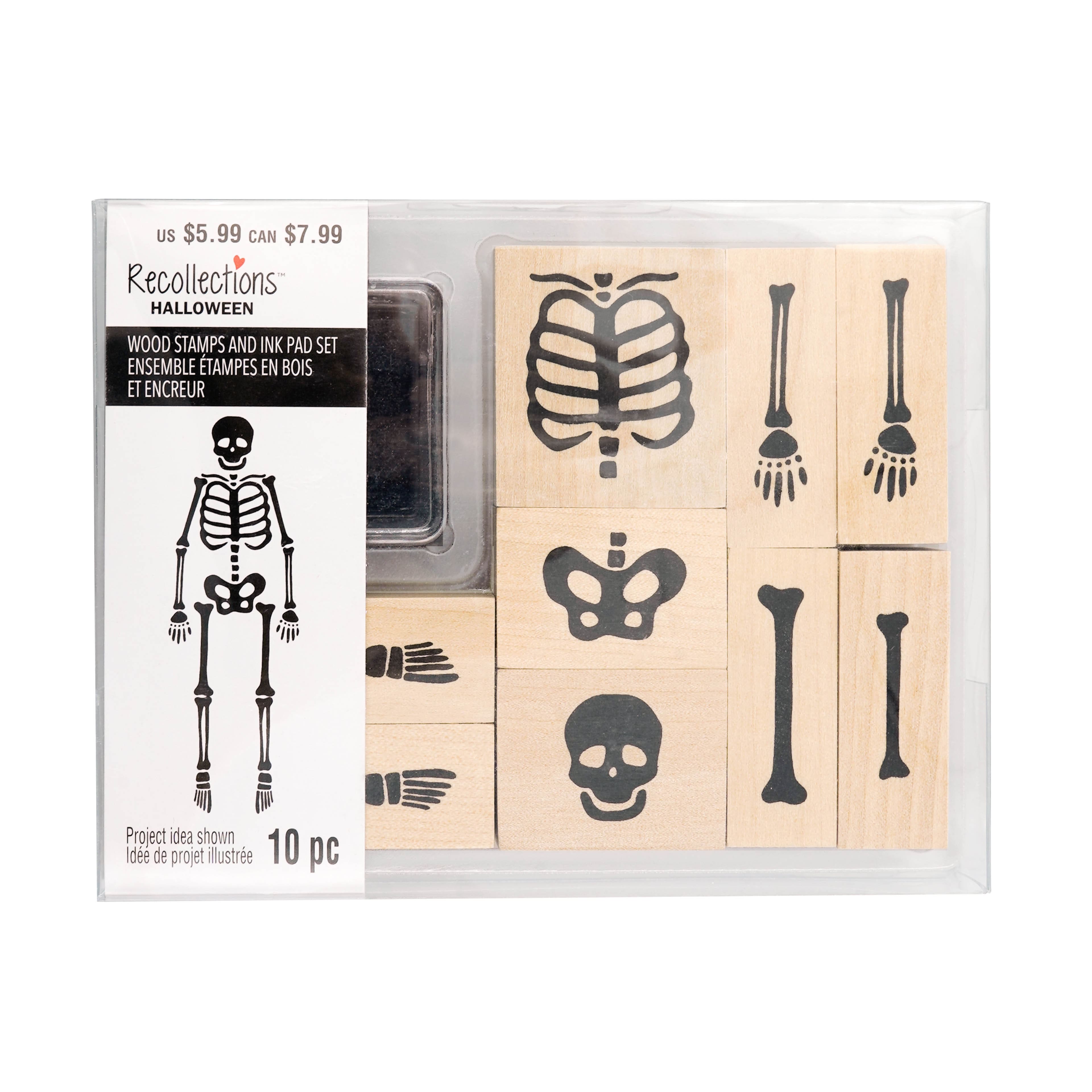 Skeleton Wood Stamps &#x26; Ink Pad Set by Recollections&#x2122;