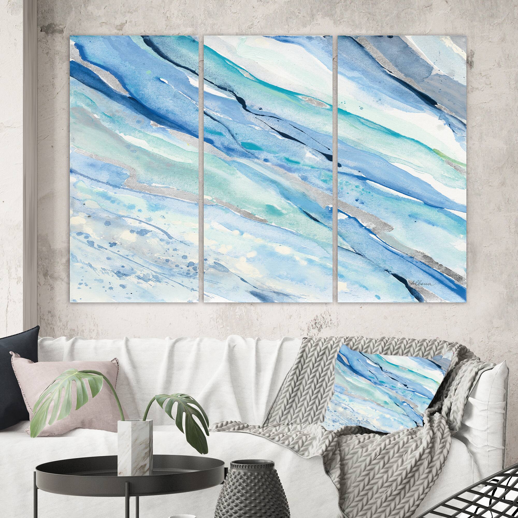 Designart - Blue Silver Spring I - Modern Lake House Canvas Artwork