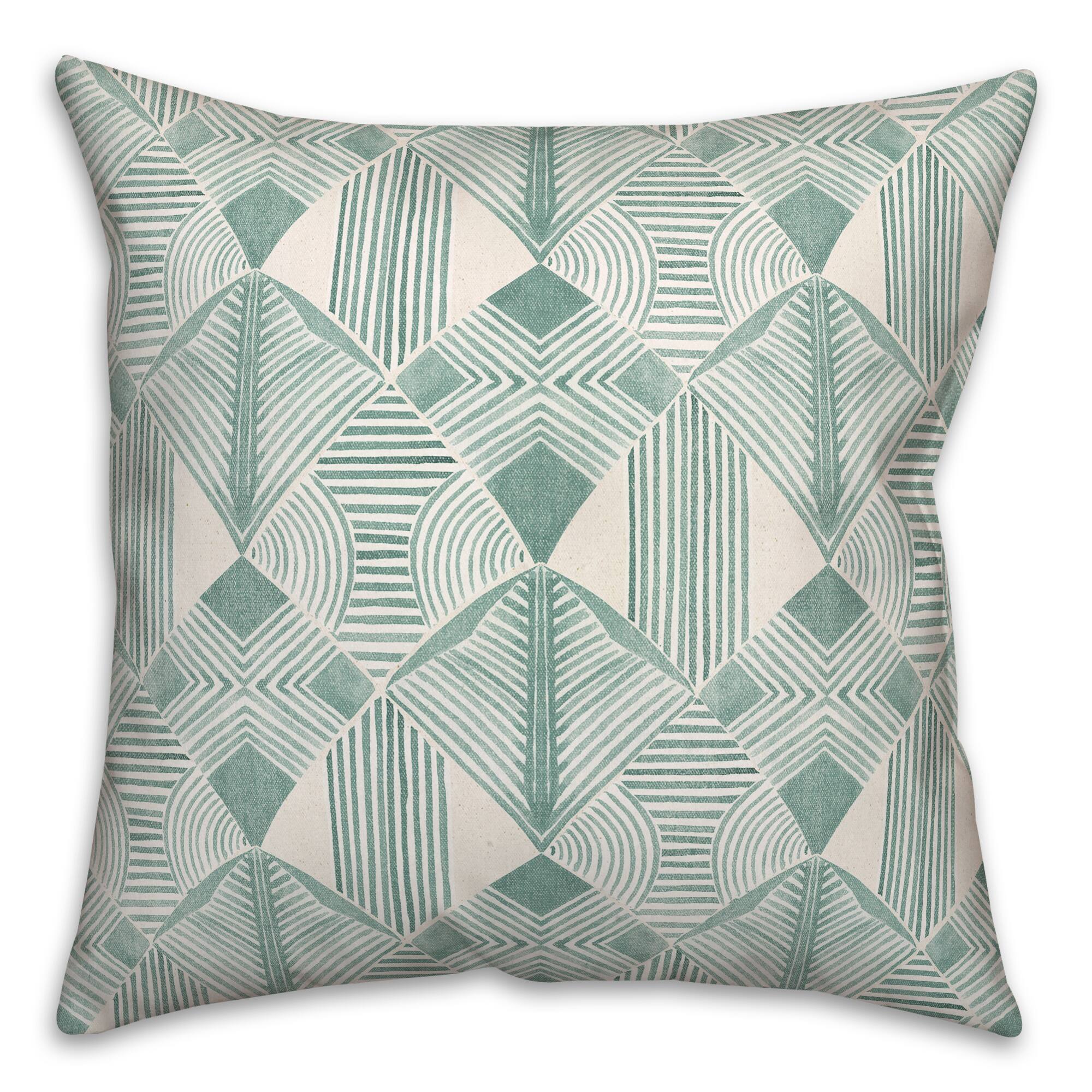 Abstract Leaves Geometric Throw Pillow