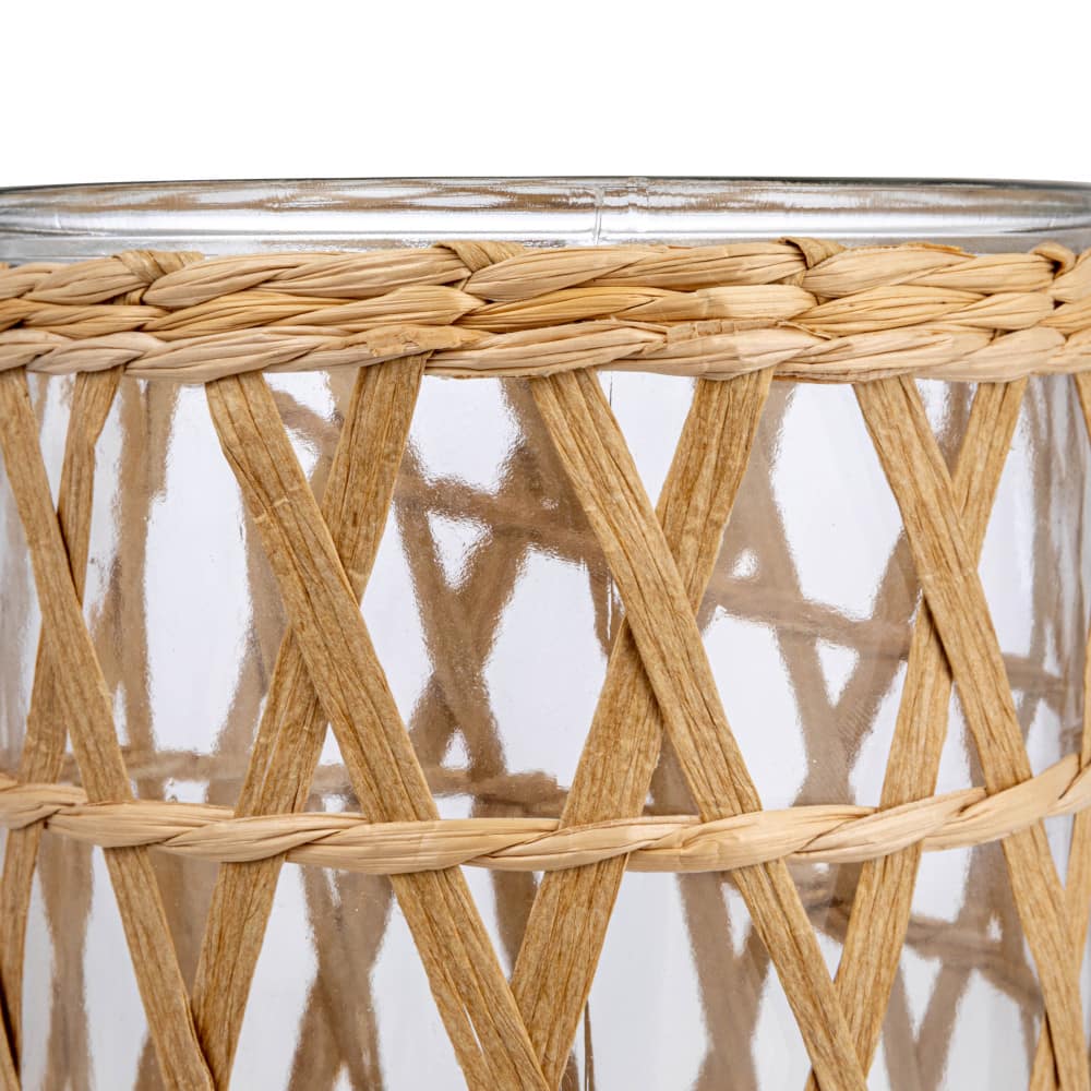 Hello Honey® 10" Woven Grass Glass Hurricane