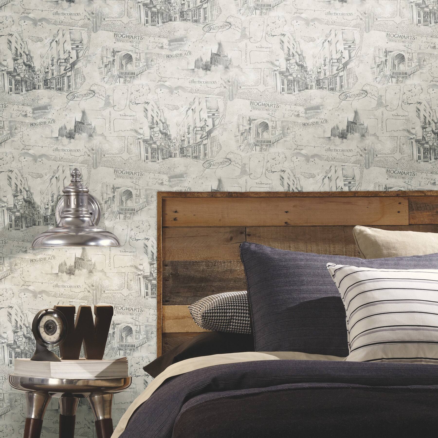 RoomMates Taupe Harry Potter Map Peel &#x26; Stick Wallpaper