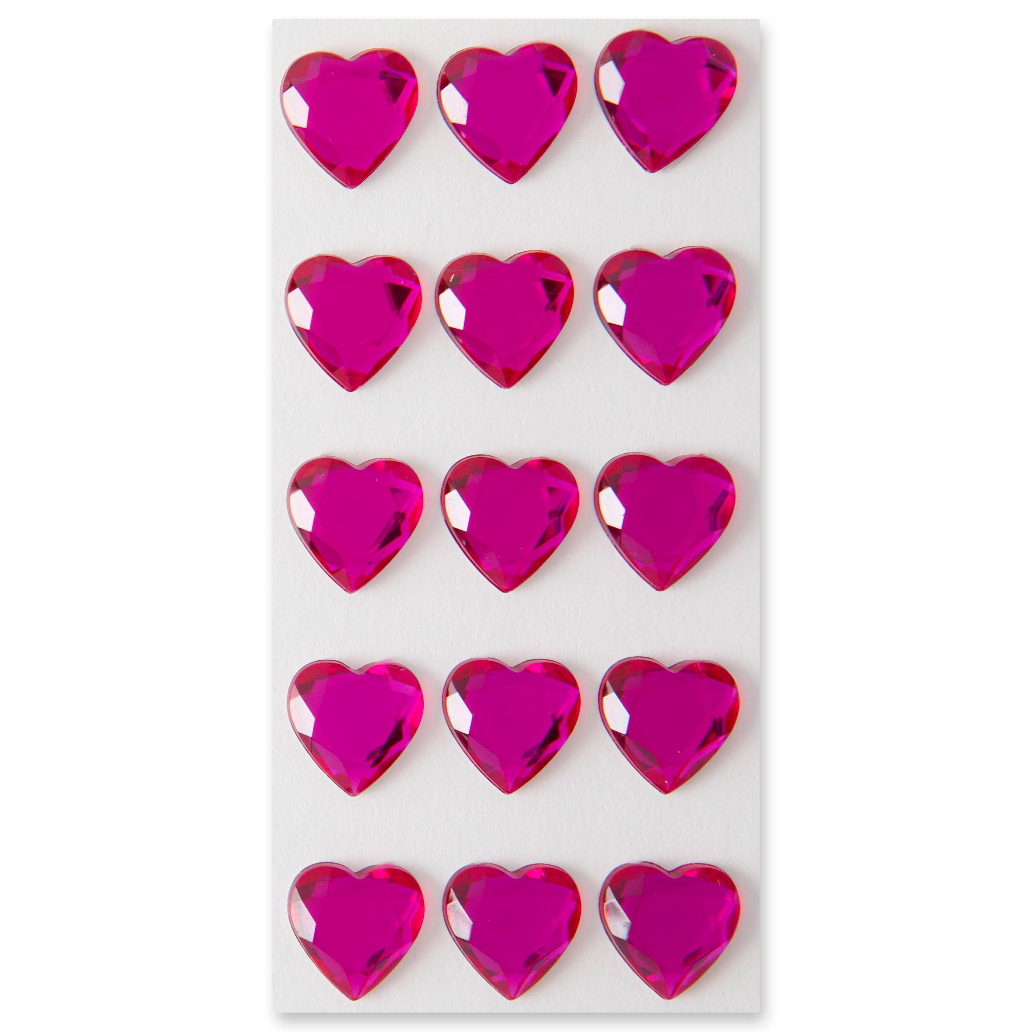 12 Packs: 15 ct. (180 total) Pink Heart Rhinestone Stickers by Recollections&#x2122;
