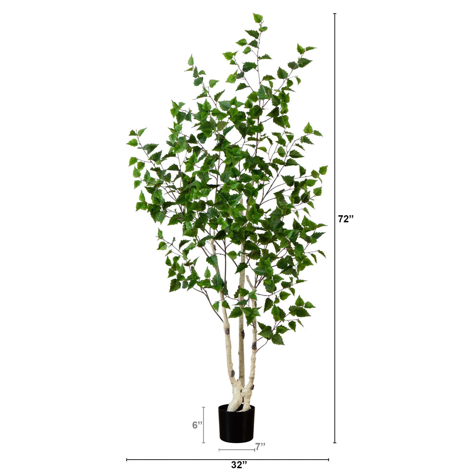 6ft. Potted Green Artificial Birch Tree with Real Touch Leaves