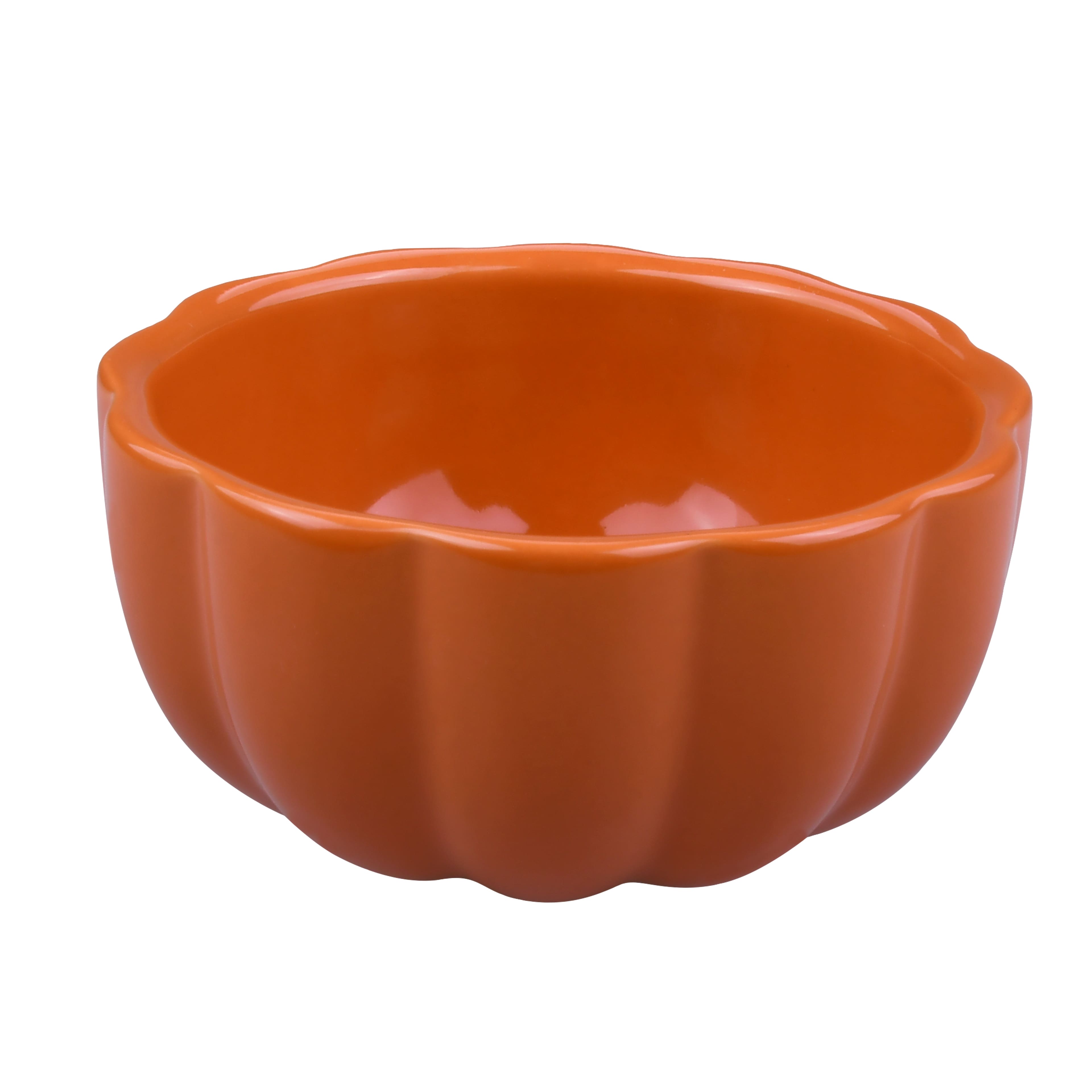 4&#x22; Orange Ceramic Pumpkin Ramekin by Makery&#x2122;