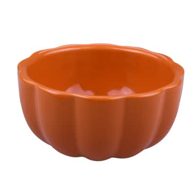 4" Orange Ceramic Pumpkin Ramekin by Makery™