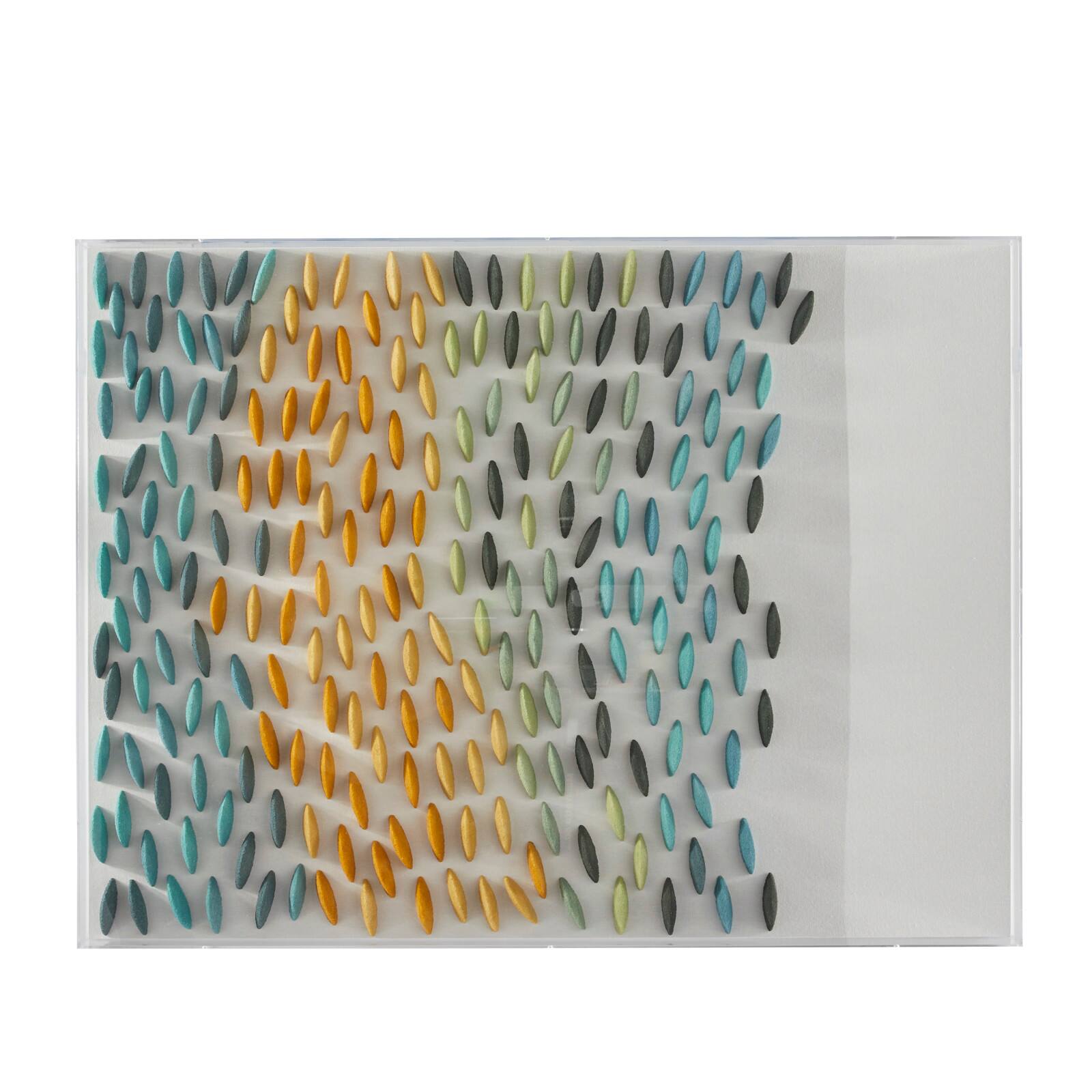 Blue Acrylic 3D Waves Geometric Shadow Box with Clear Frame 30" x 3" x 40"