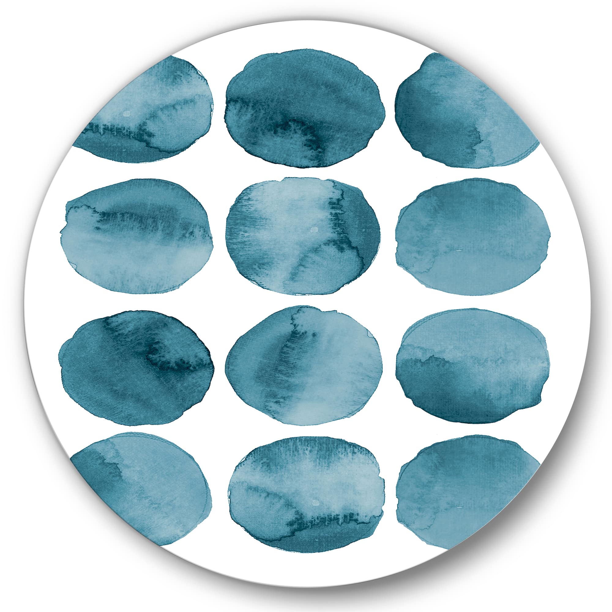 Designart - Aquamarine Circles Blue Geometric Elements - Modern Metal Circle Wall Art