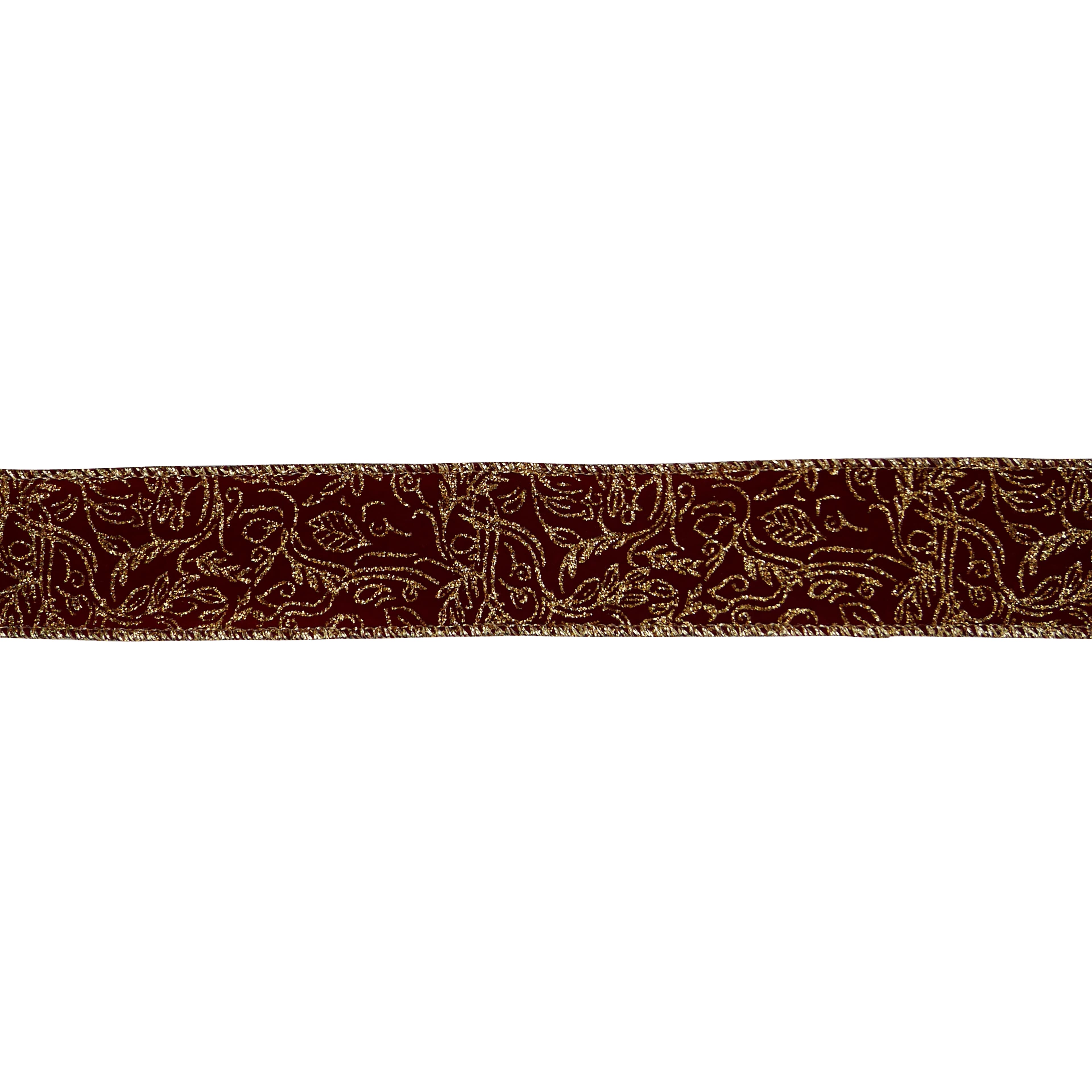 1.5&#x22; x 30ft. Burgundy &#x26; Gold Scroll Wired Ribbon by Celebrate It&#xAE;
