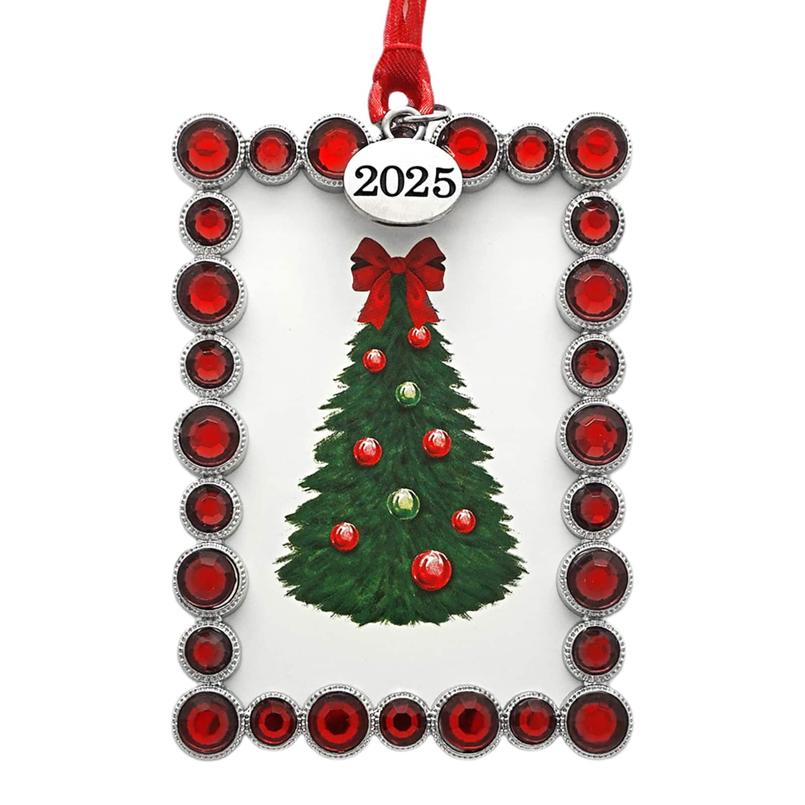 2&#x22; x 3&#x22; Silver &#x26; Red Jeweled Metal Ornament Frame by Studio D&#xE9;cor&#xAE;