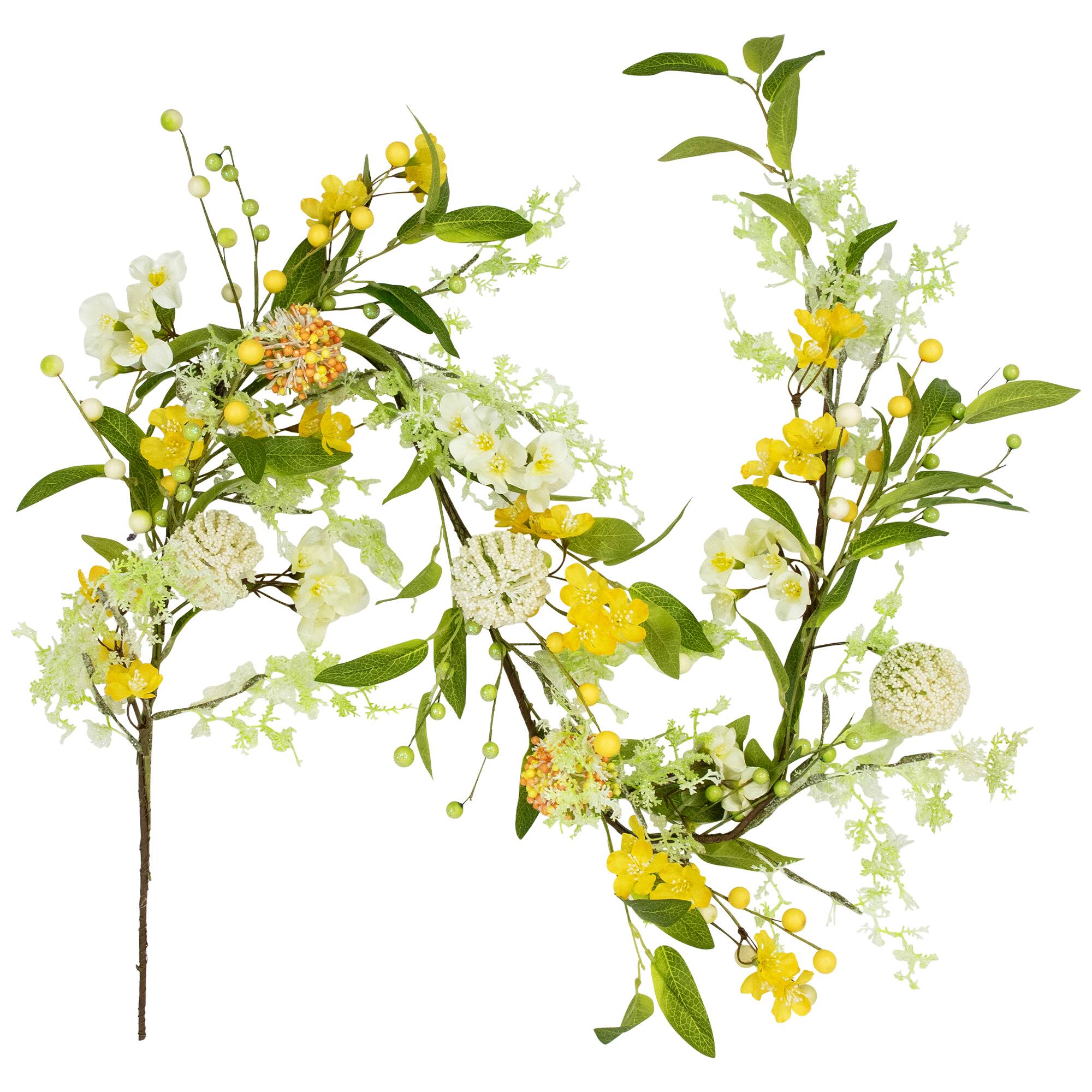 5ft. Yellow Berry & Thistle Floral Spring Garland