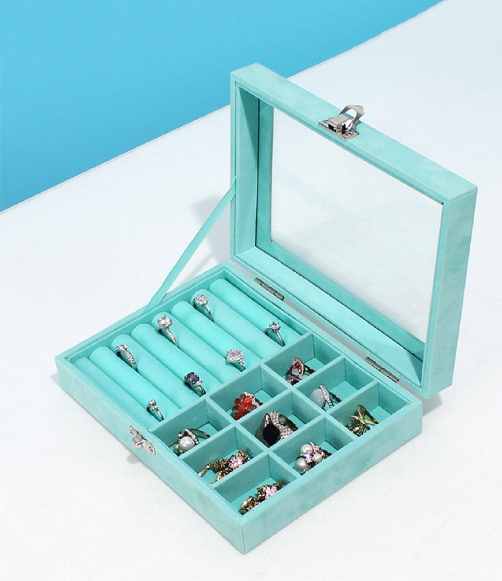 NEX™ 8" Blue Velvet Jewelry Organizer For Earring and Rings